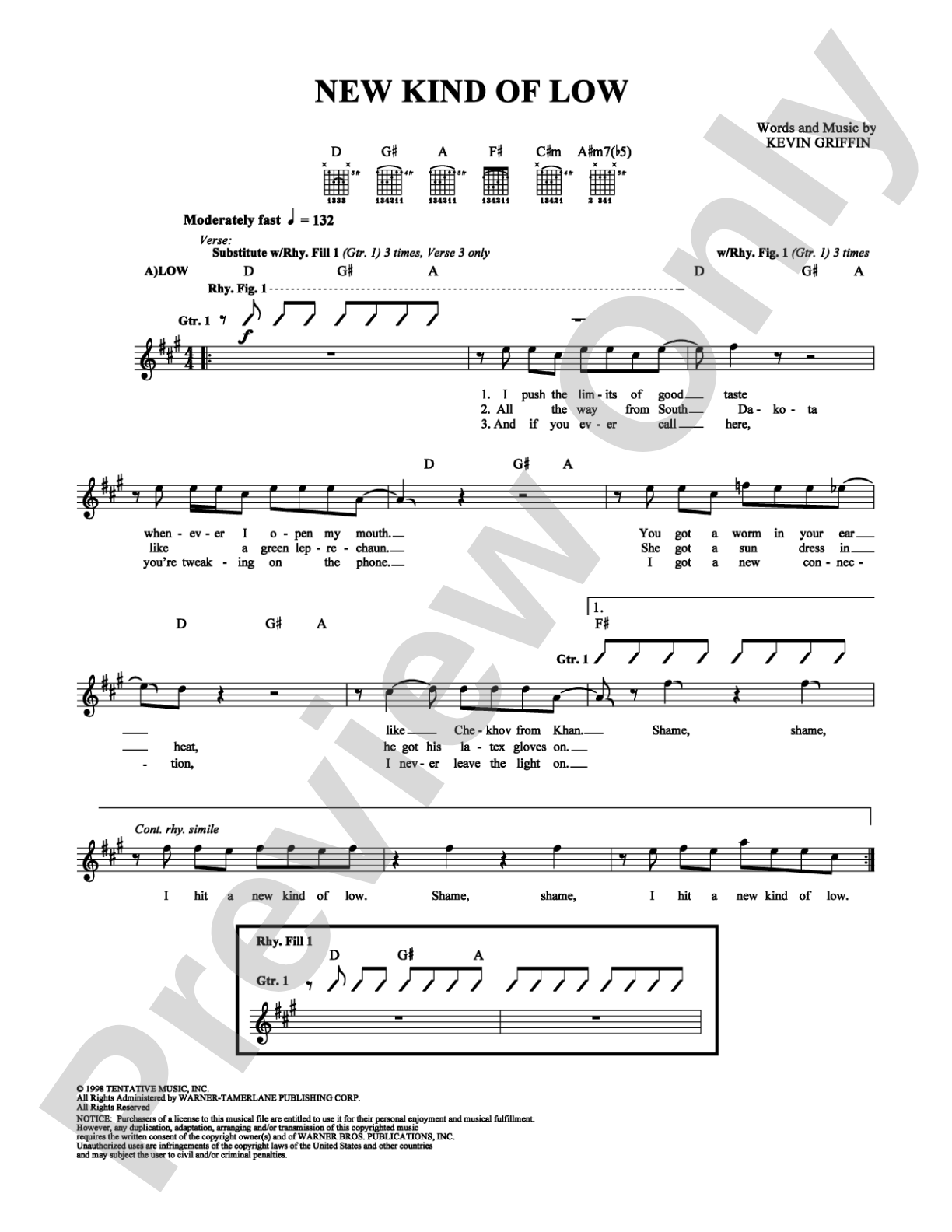 New Kind of Low: Guitar TAB Digital Sheet Music