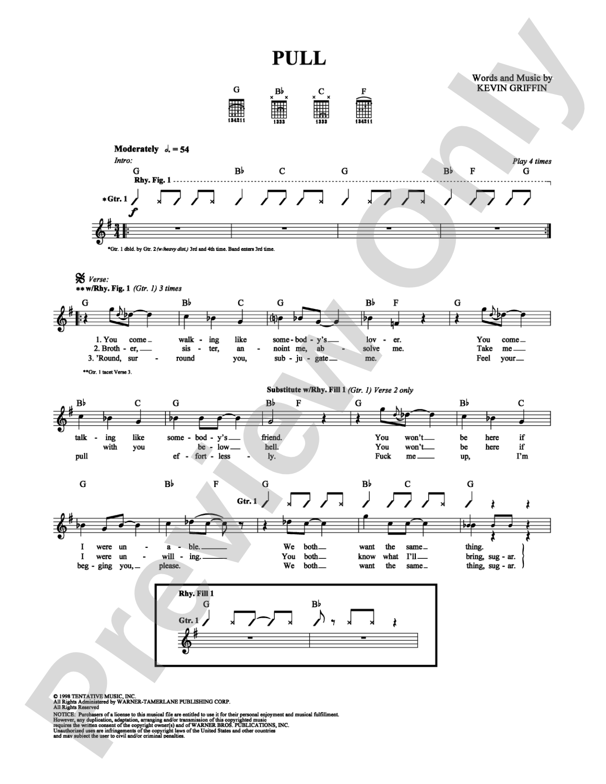Pull: Guitar TAB Digital Sheet Music