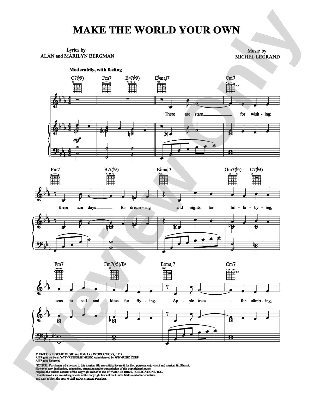 Make the World Your Own: Piano/Vocal/Chords Digital Sheet Music