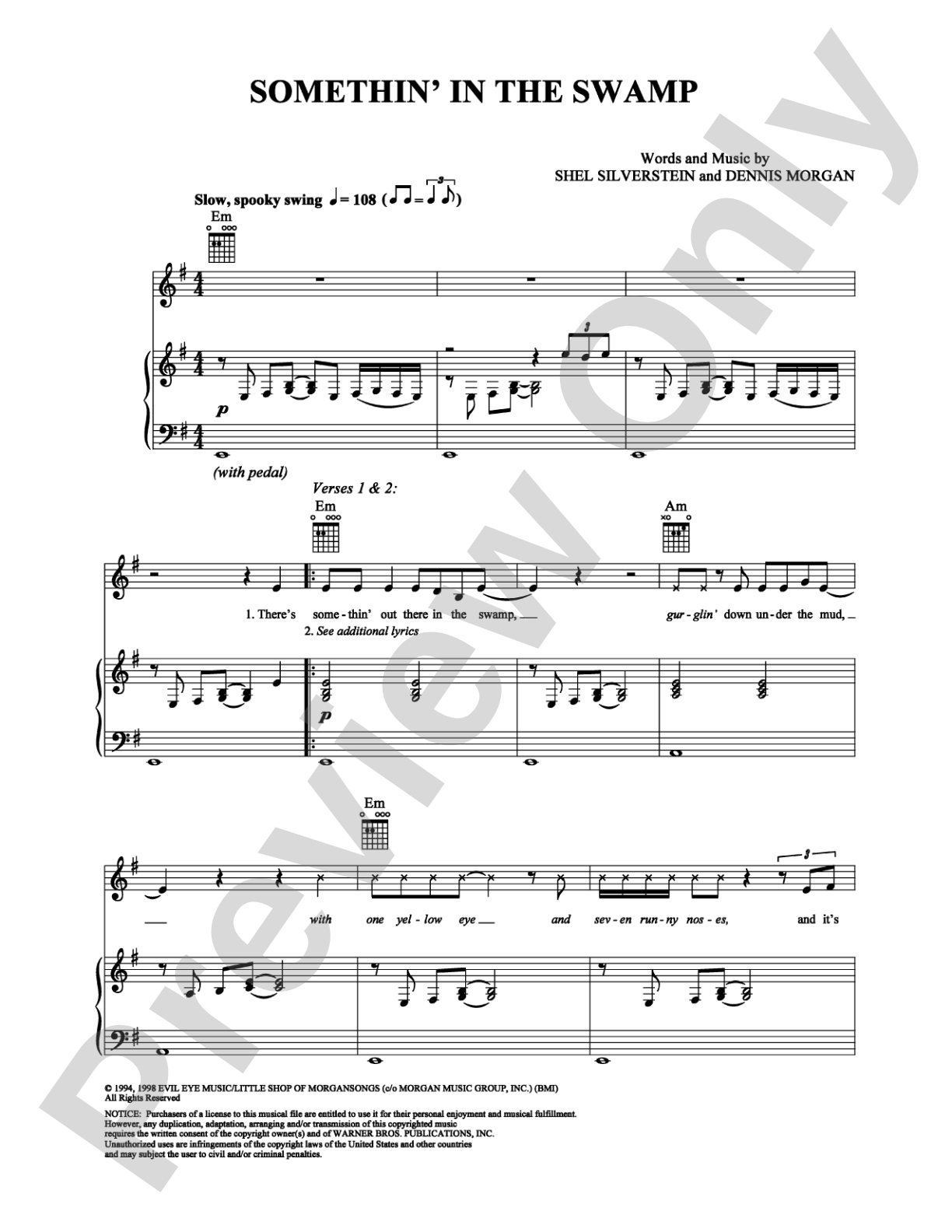 Somethin' In The Swamp: Piano/Vocal/Chords Digital Sheet Music