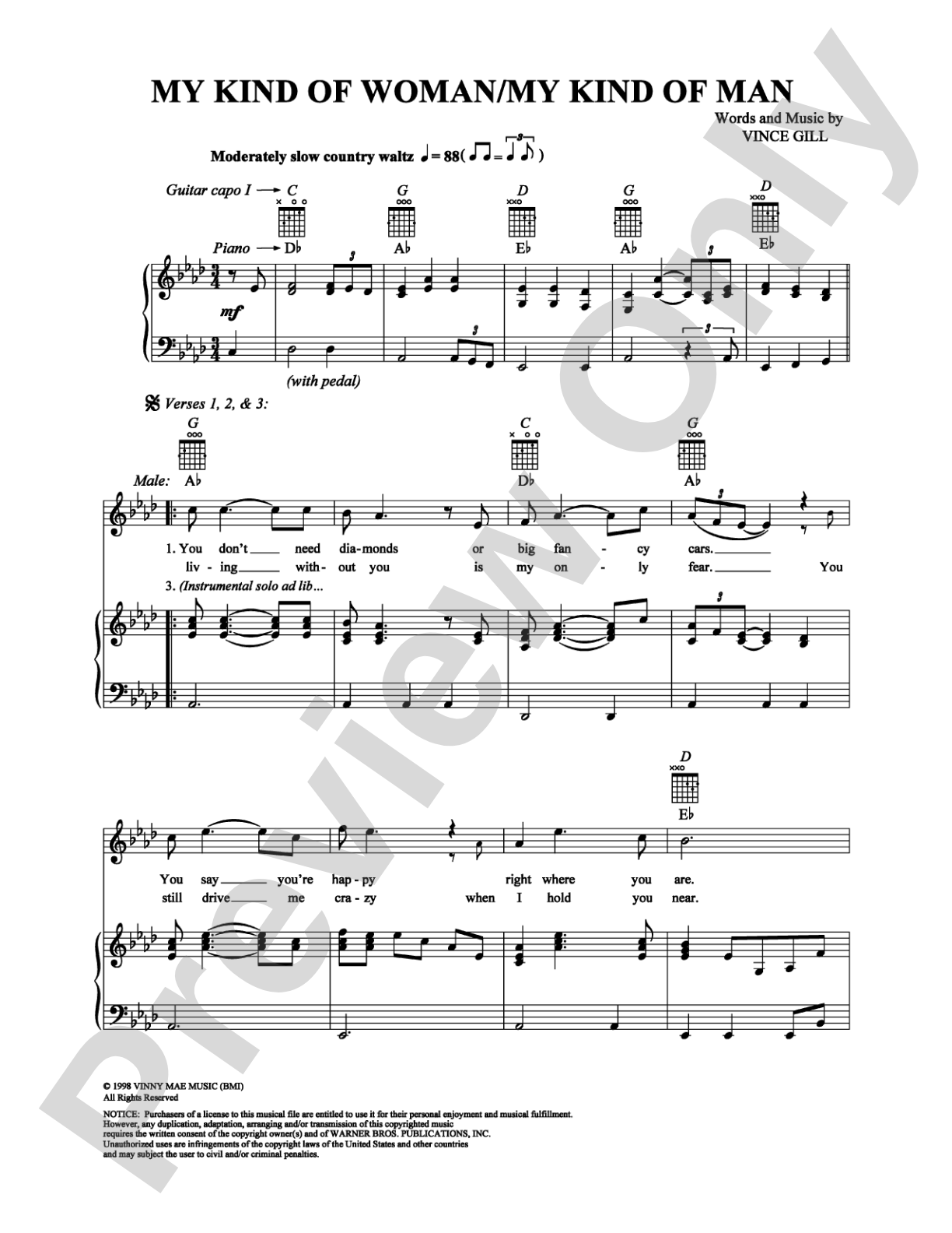 My Kind of Woman/My Kind of Man: Piano/Vocal/Chords Digital Sheet Music