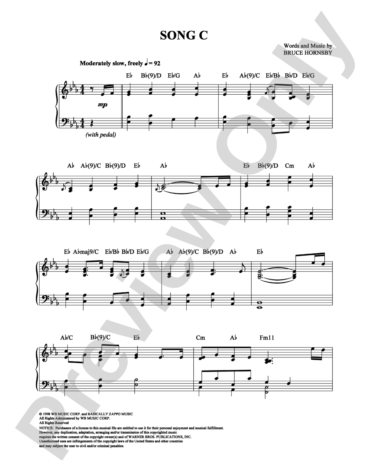 Song C: Piano Digital Sheet Music