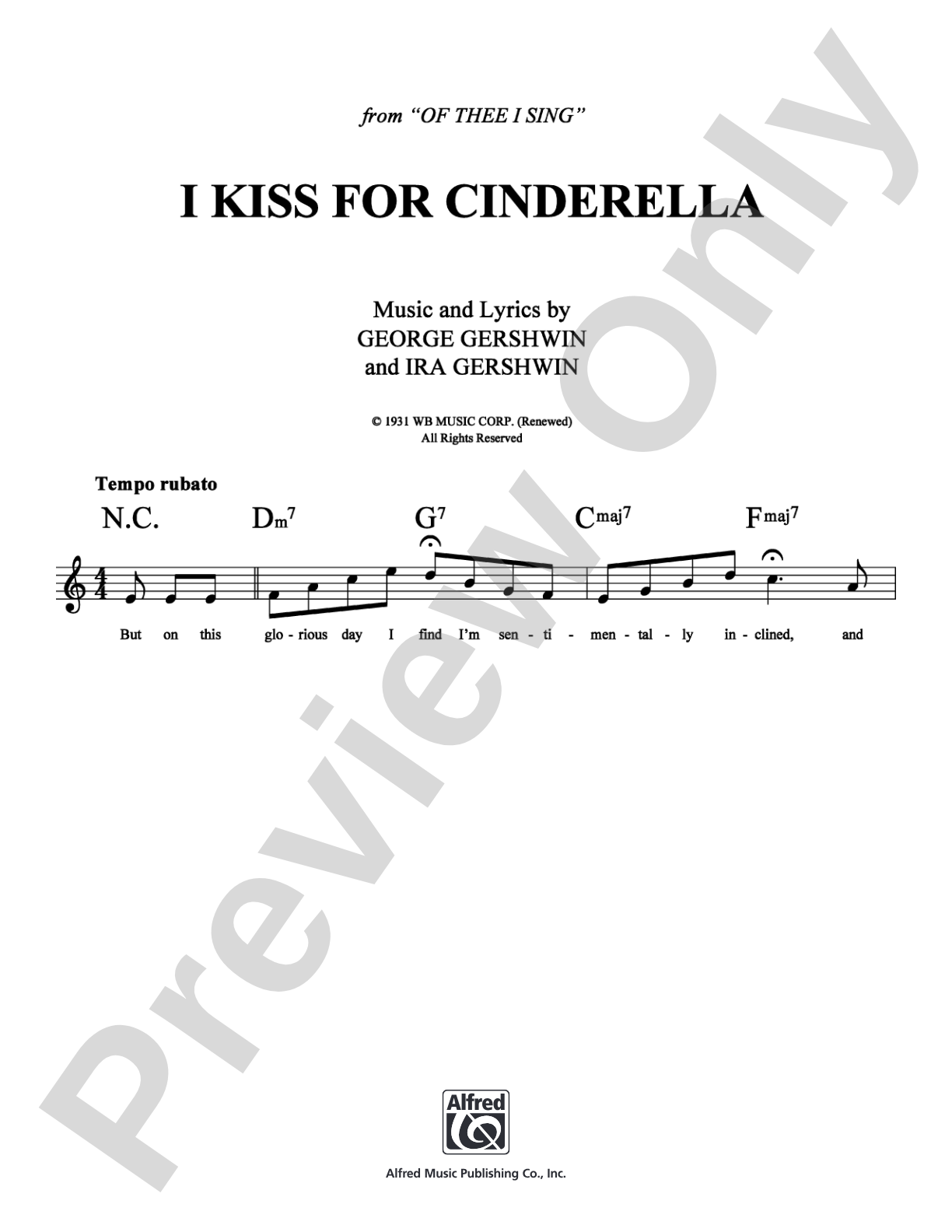 A Kiss for Cinderella: Lead Sheet Digital Sheet Music