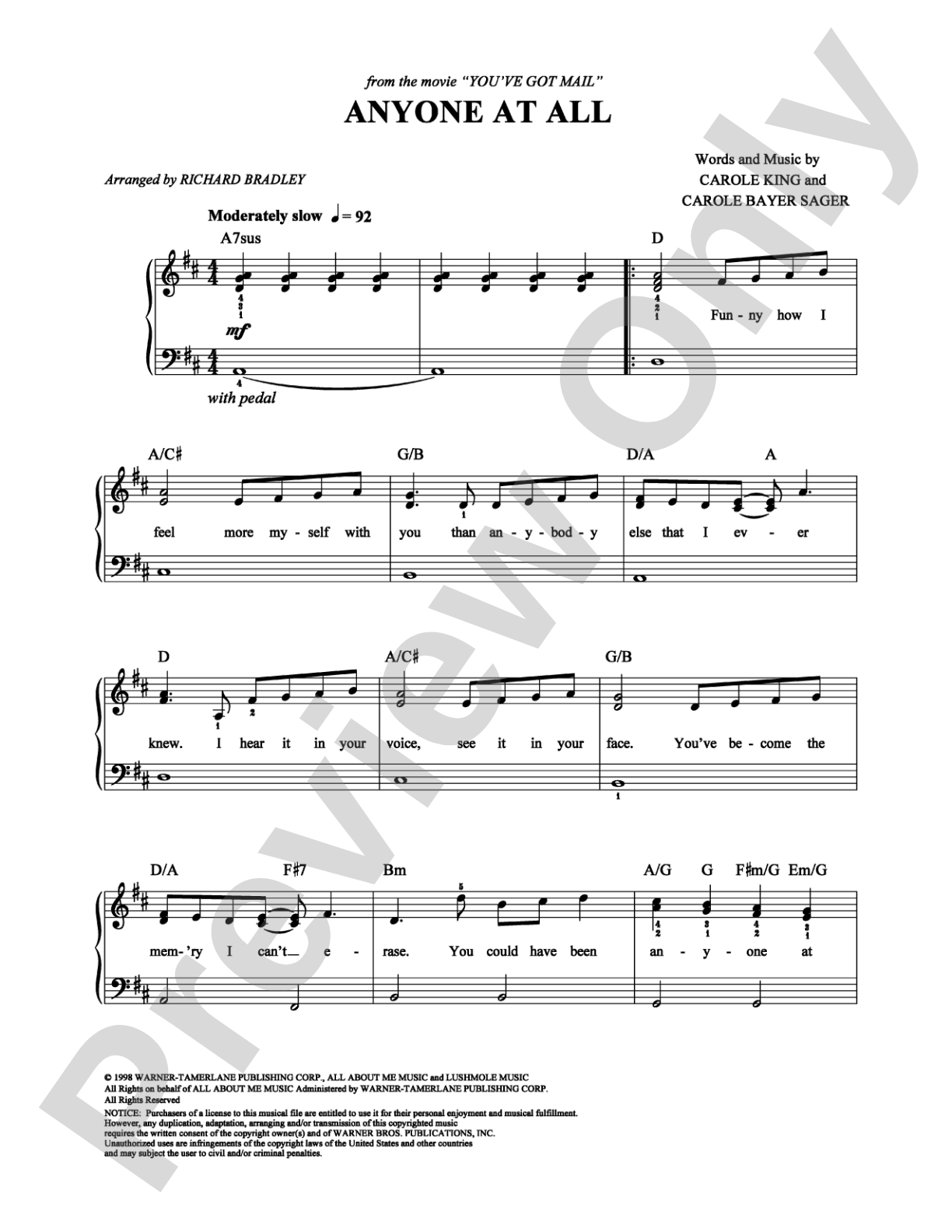 Anyone At All: Easy Piano Digital Sheet Music