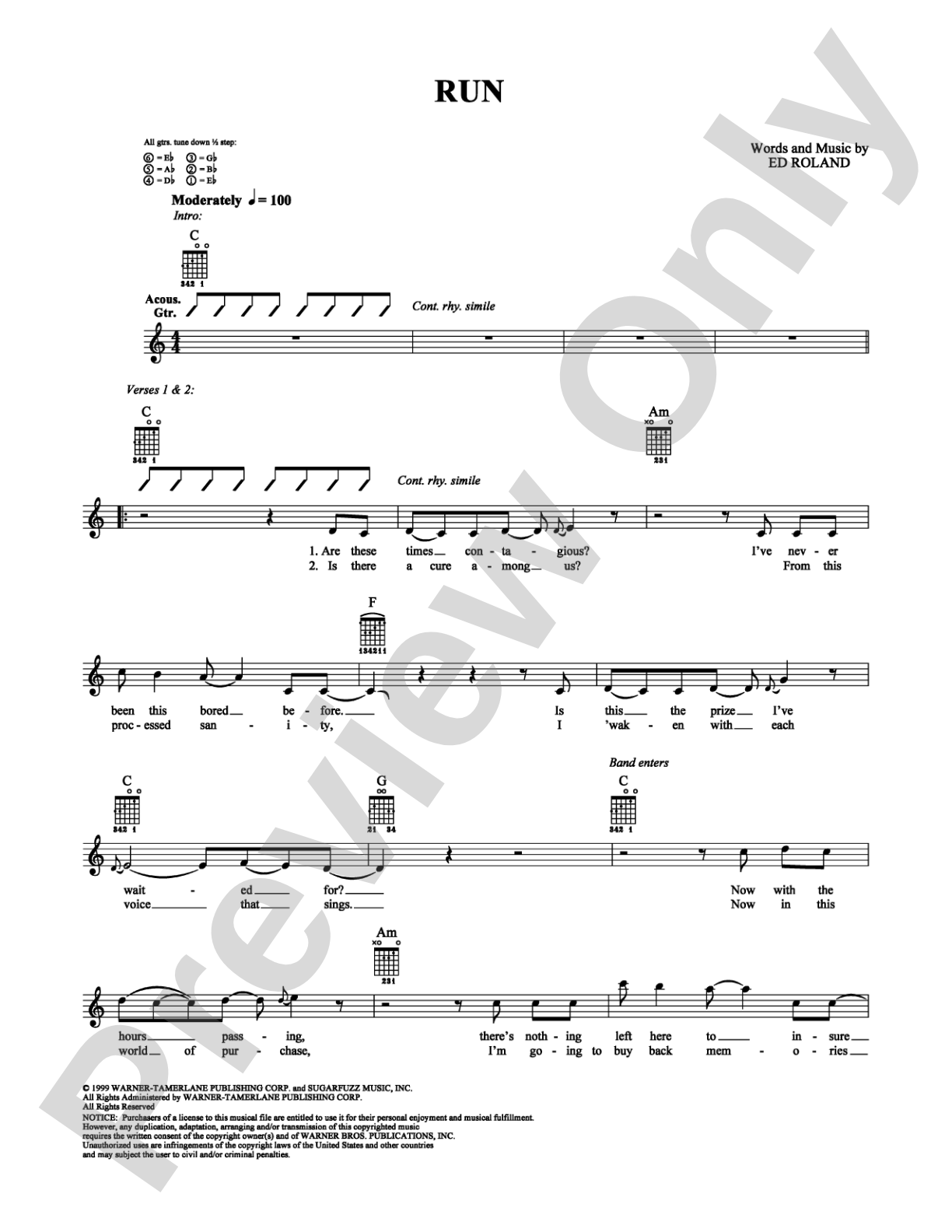 Run: Guitar TAB Digital Sheet Music