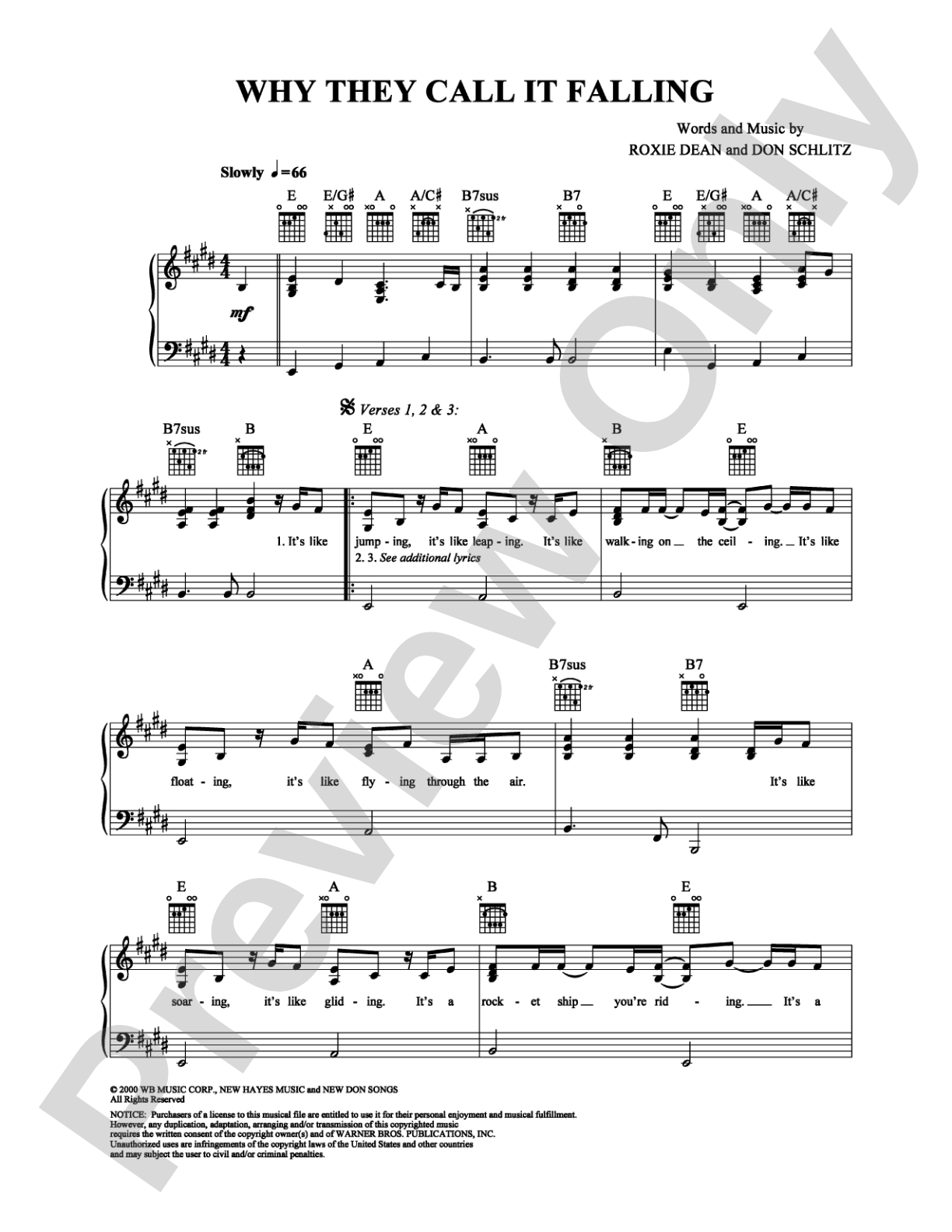 Why They Call It Falling: Piano/Vocal/Chords Digital Sheet Music