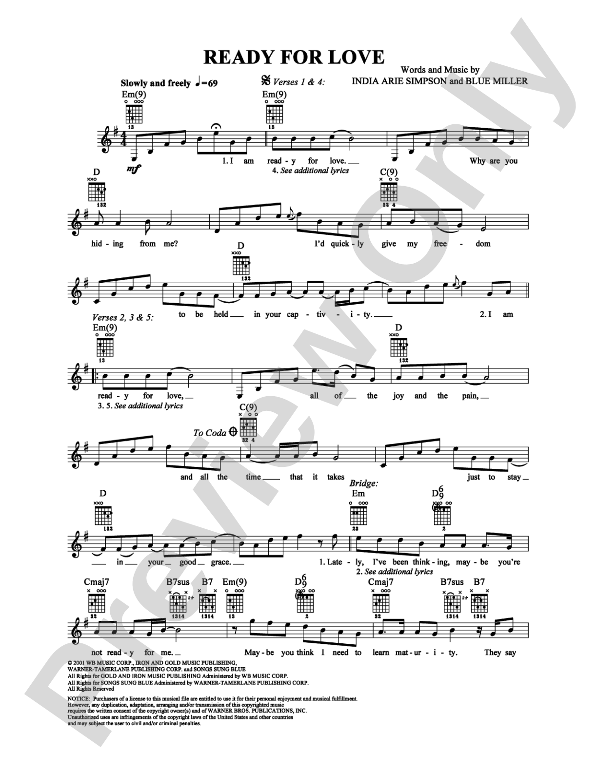 Ready for Love: Easy Guitar Digital Sheet Music