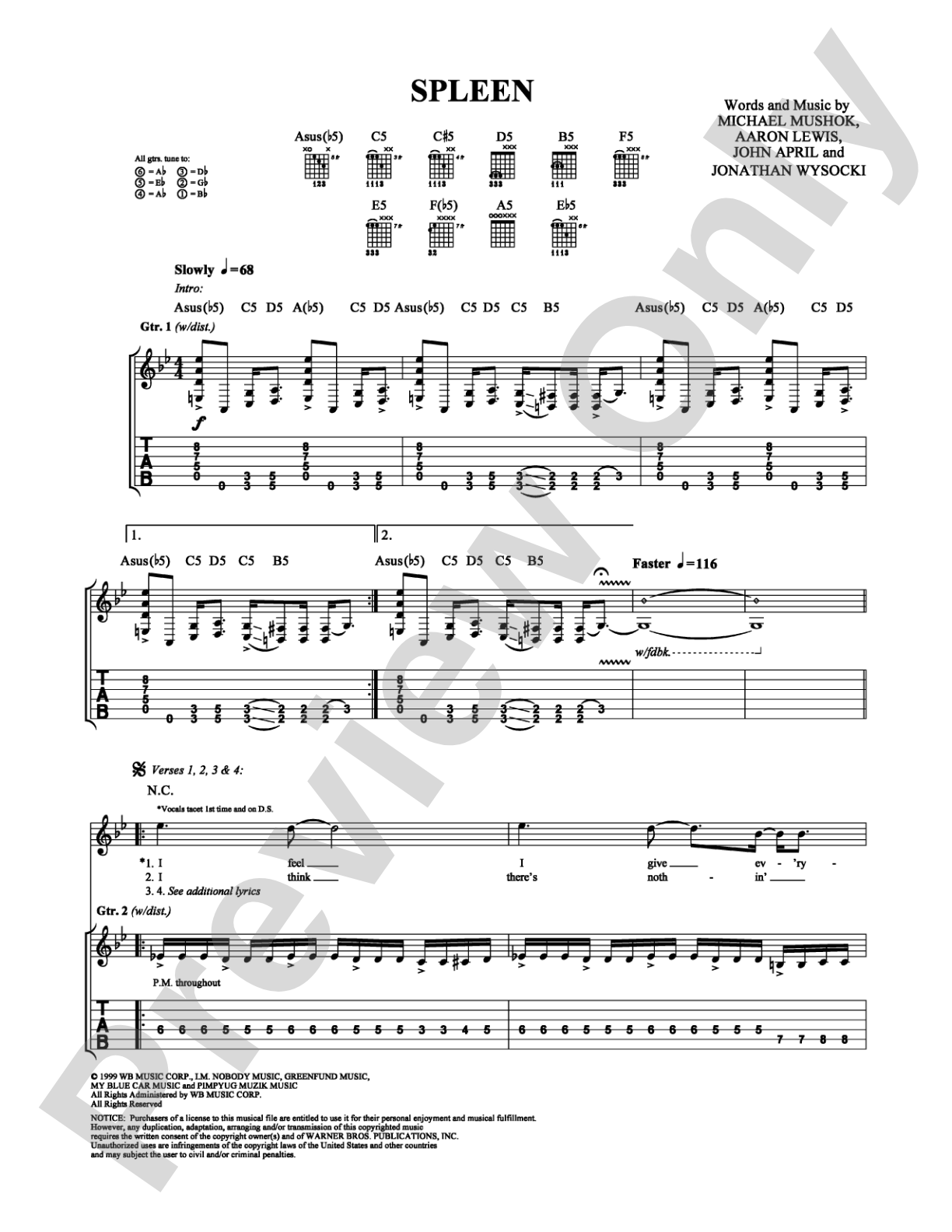 Spleen: Guitar TAB Digital Sheet Music