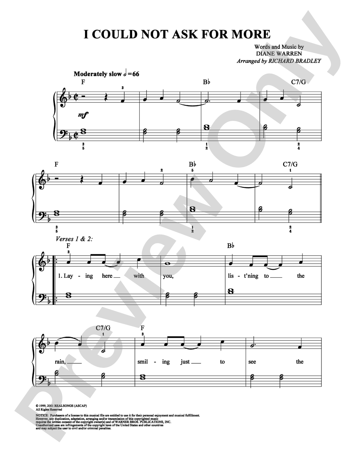 I Could Not Ask For More: Easy Piano Digital Sheet Music