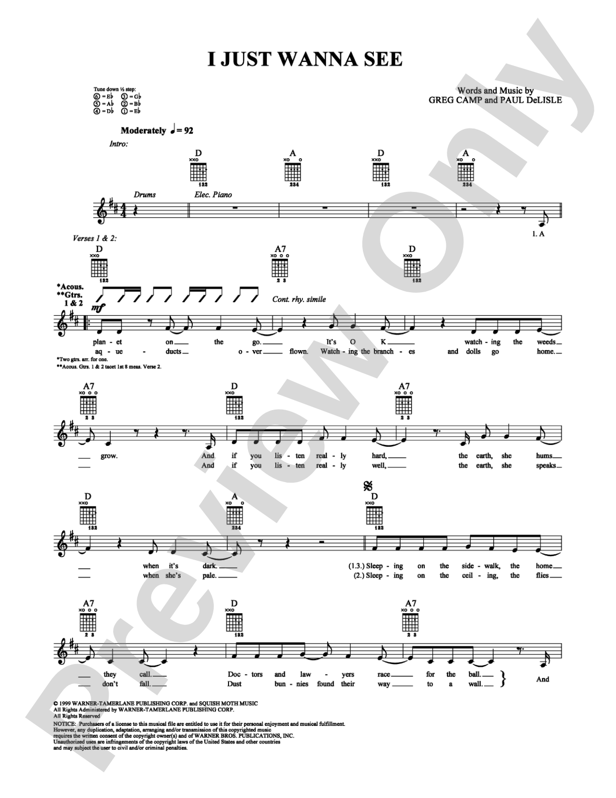 I Just Wanna See: Guitar TAB Digital Sheet Music