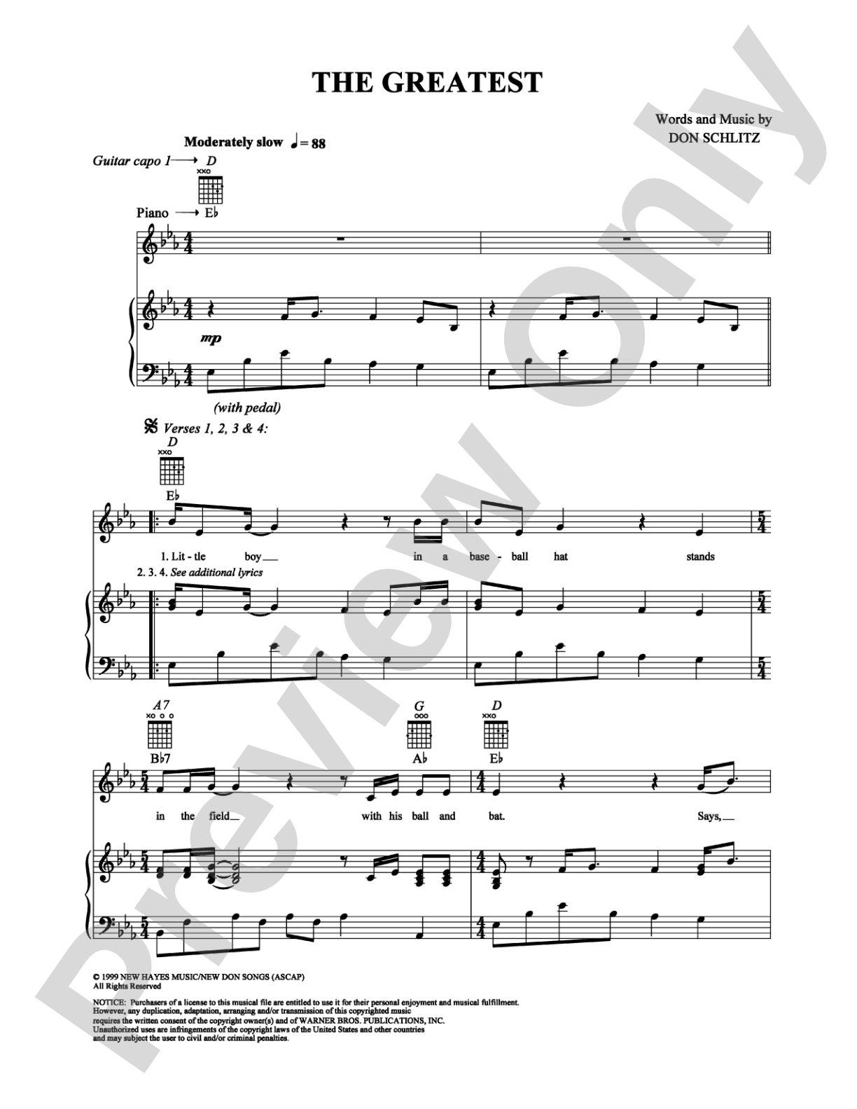 The Greatest: Piano/Vocal/Chords Digital Sheet Music