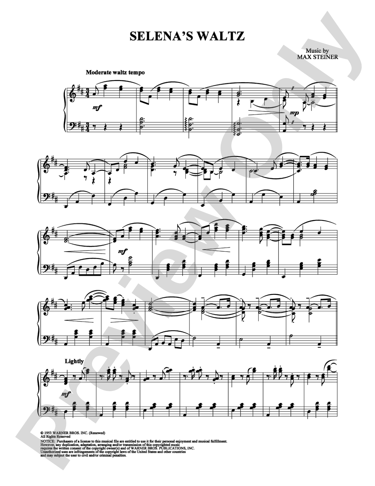 Selena's Waltz: Piano Digital Sheet Music