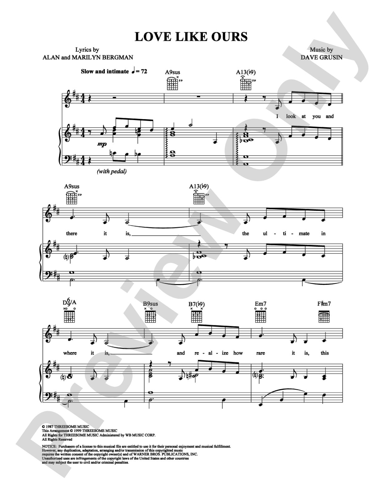 Love Like Ours: Piano/Vocal/Chords Digital Sheet Music