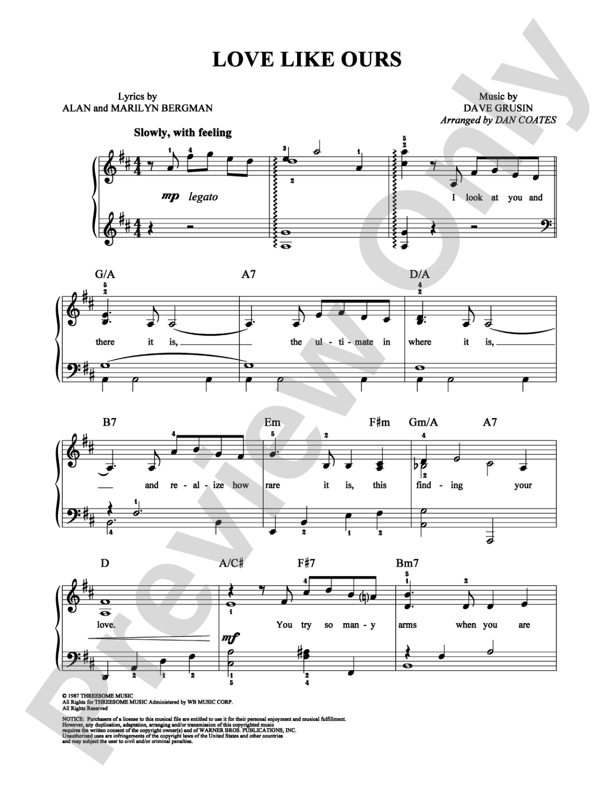Love Like Ours: Easy Piano Digital Sheet Music