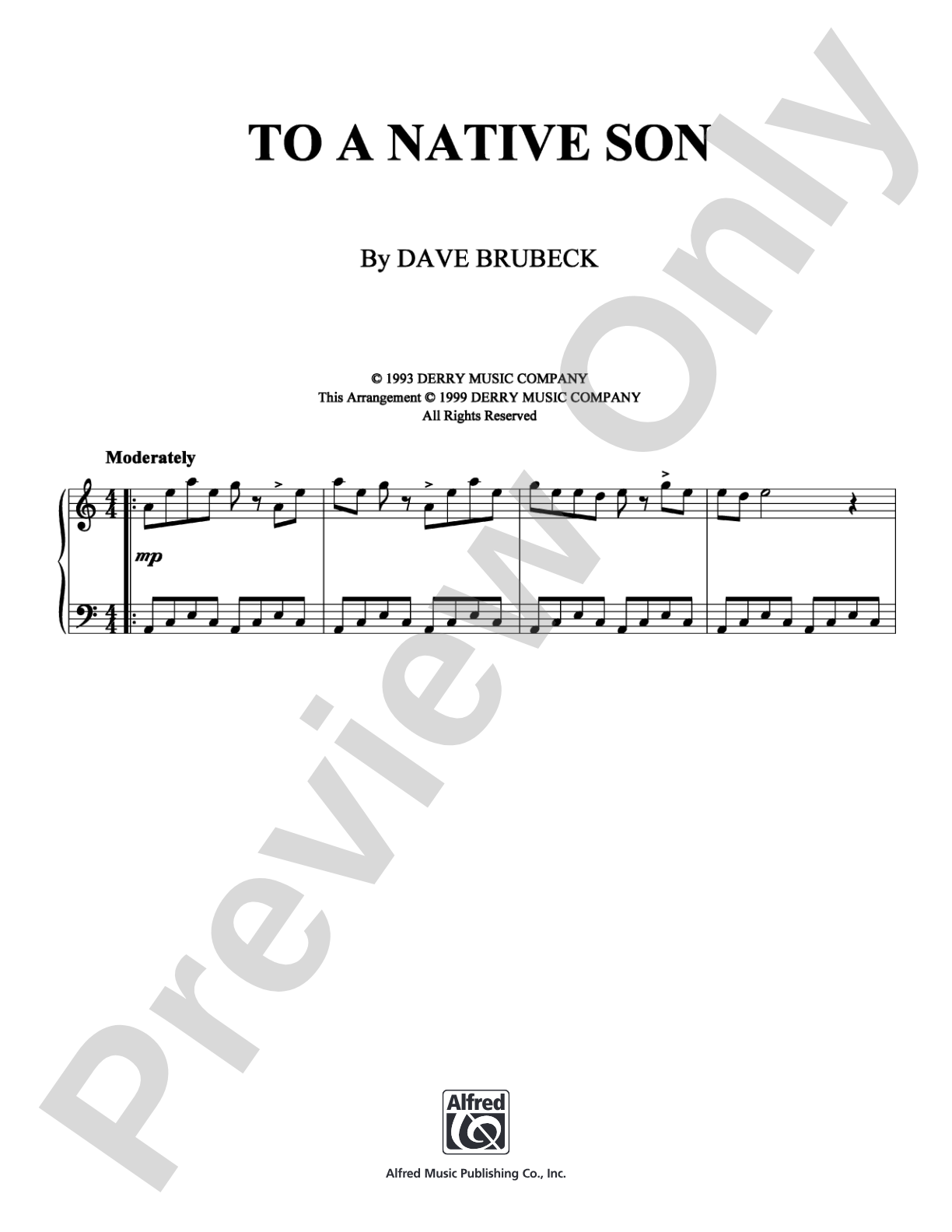 To A Native Son: Piano Digital Sheet Music