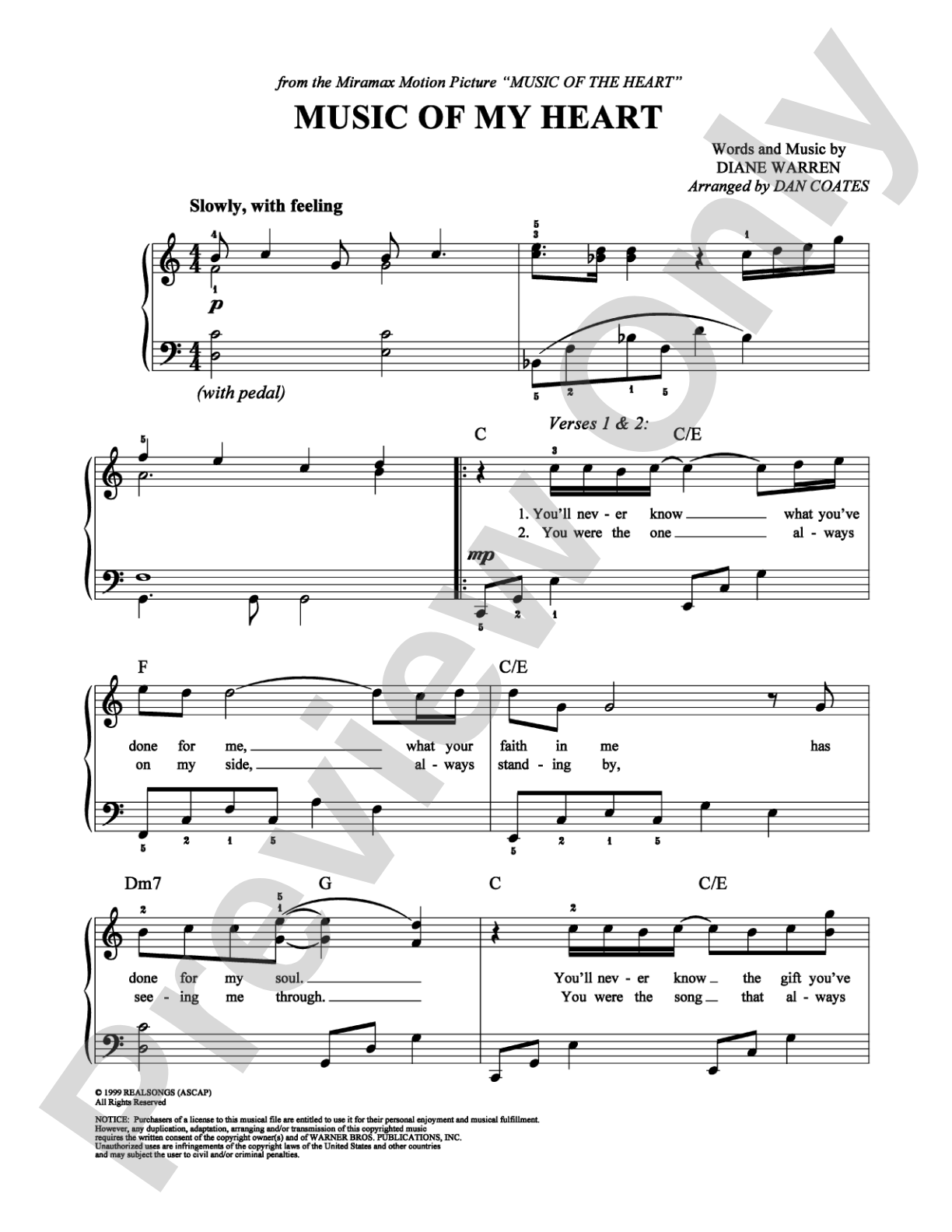 Music of My Heart: Easy Piano Digital Sheet Music