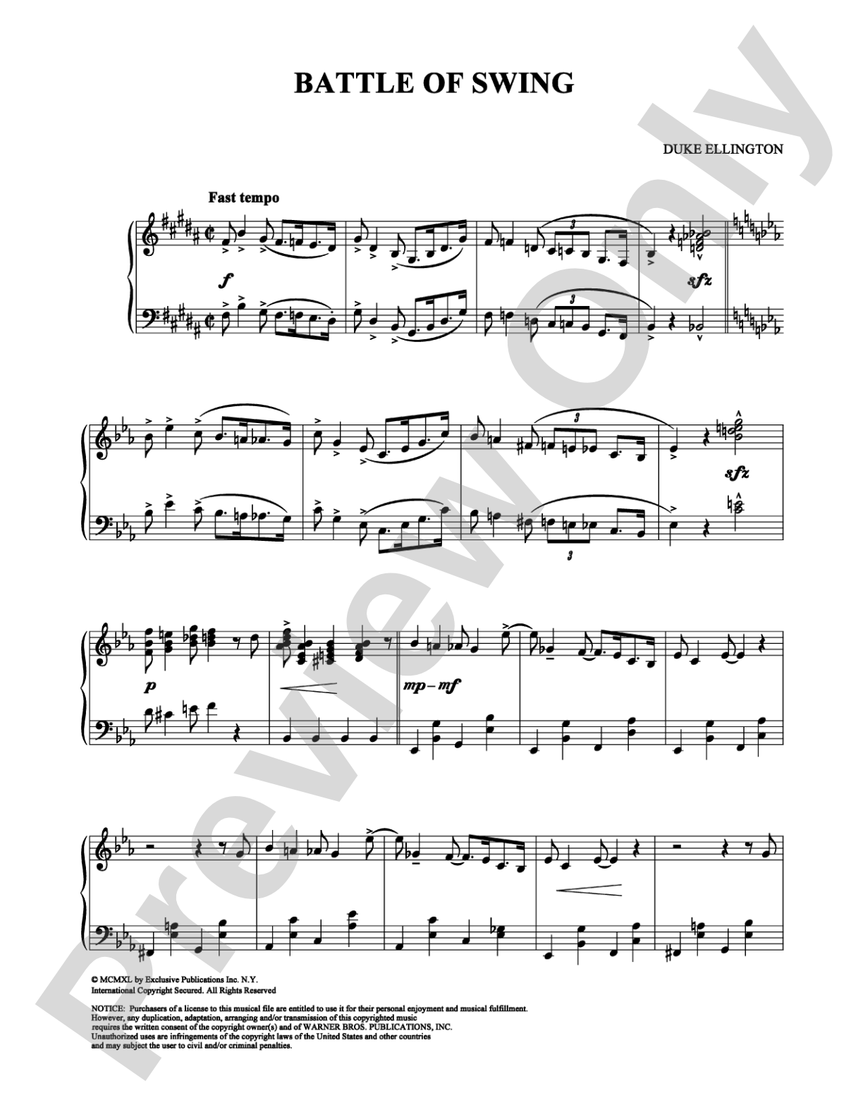Battle of Swing: Piano Digital Sheet Music