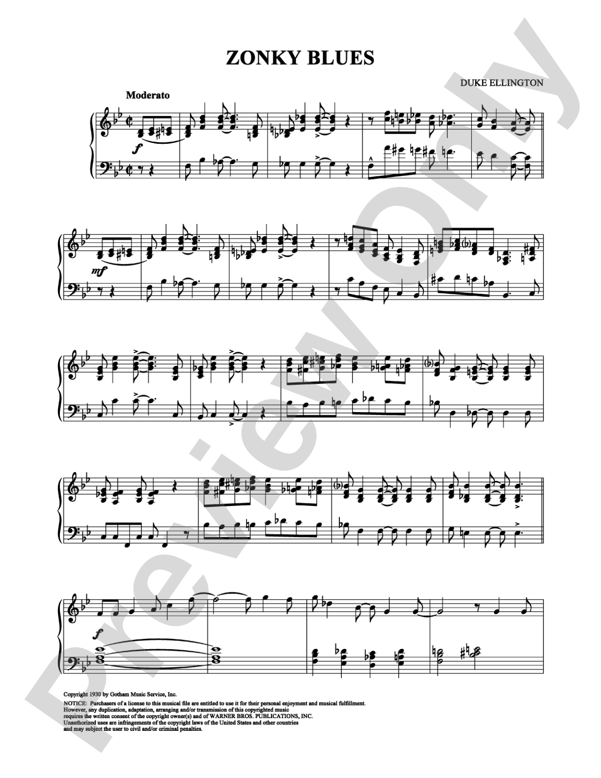 Zonky Blues: Piano Digital Sheet Music
