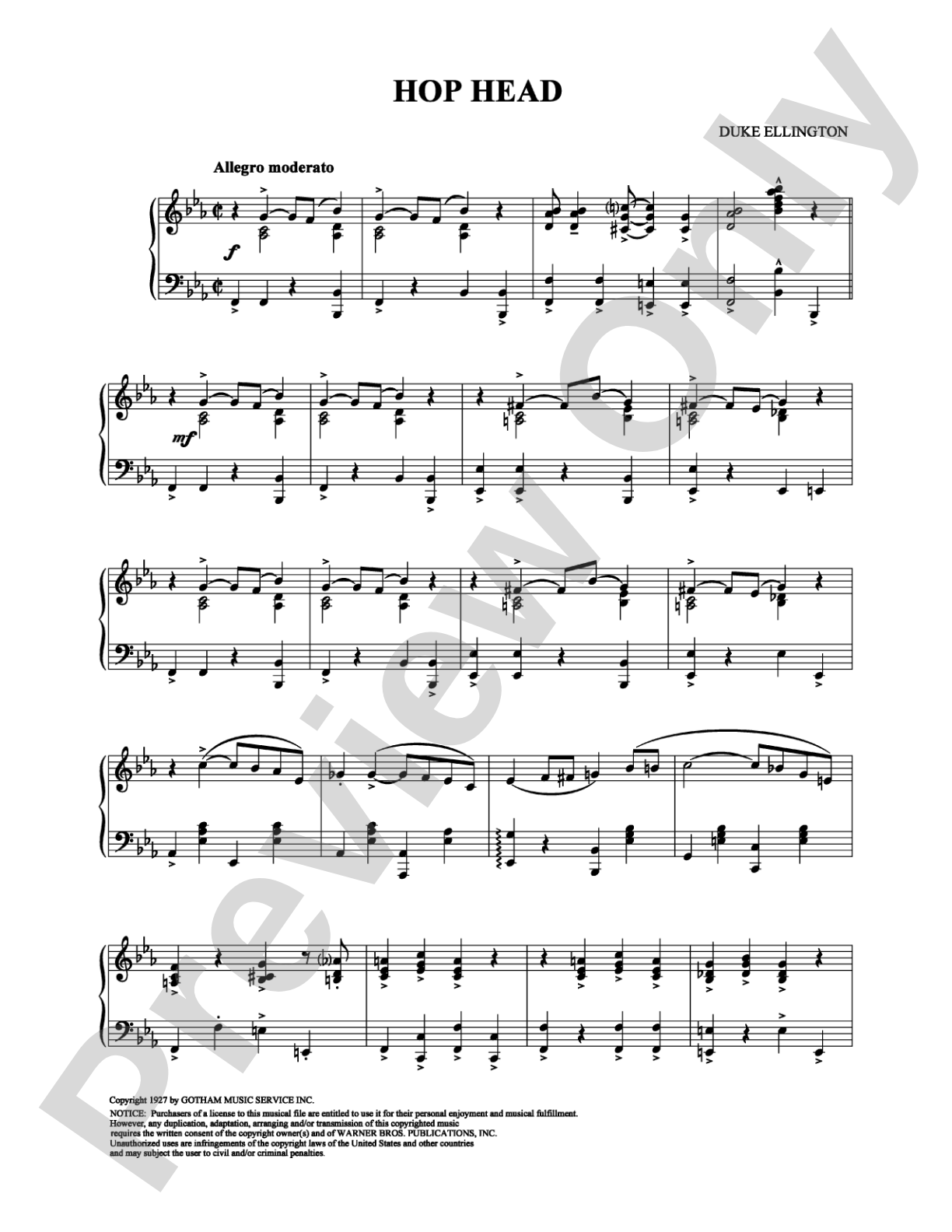 Hop Head: Piano Digital Sheet Music