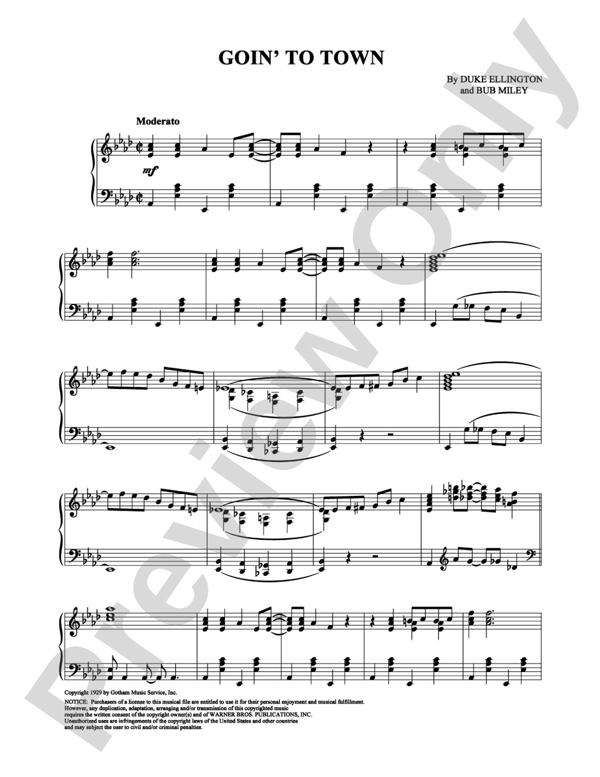Goin' to Town: Piano Digital Sheet Music