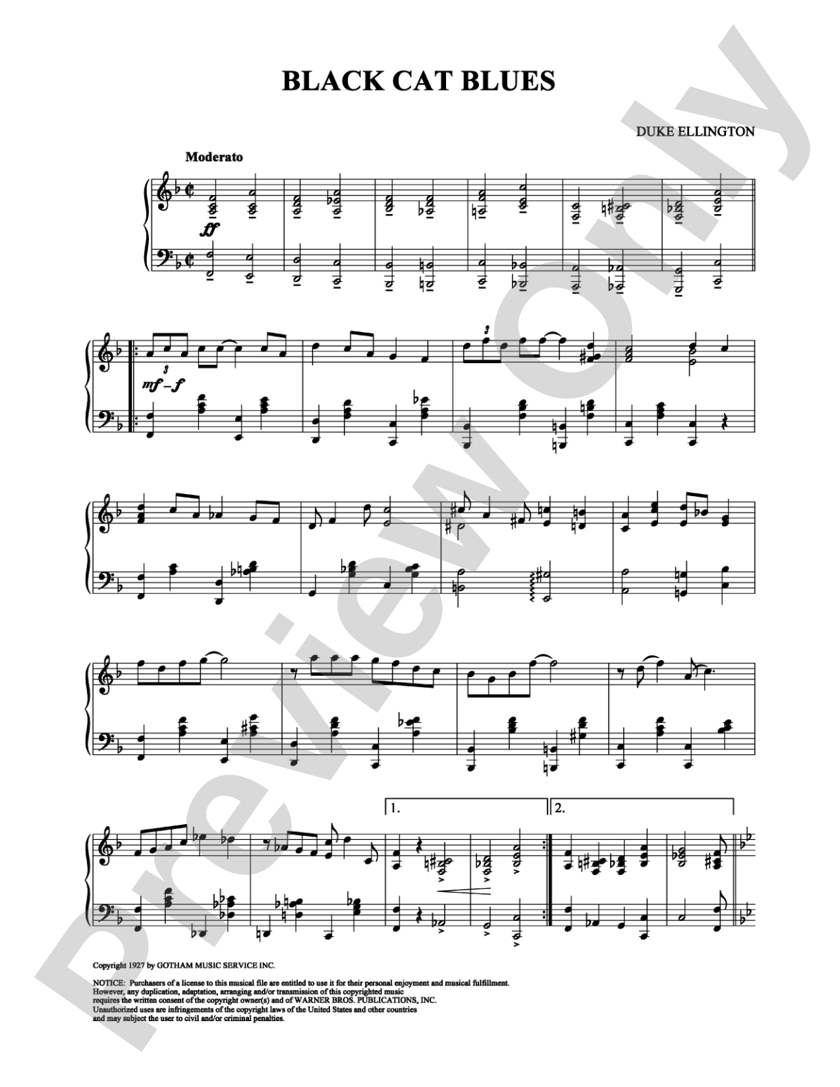 Black Cat Blues: Piano Digital Sheet Music