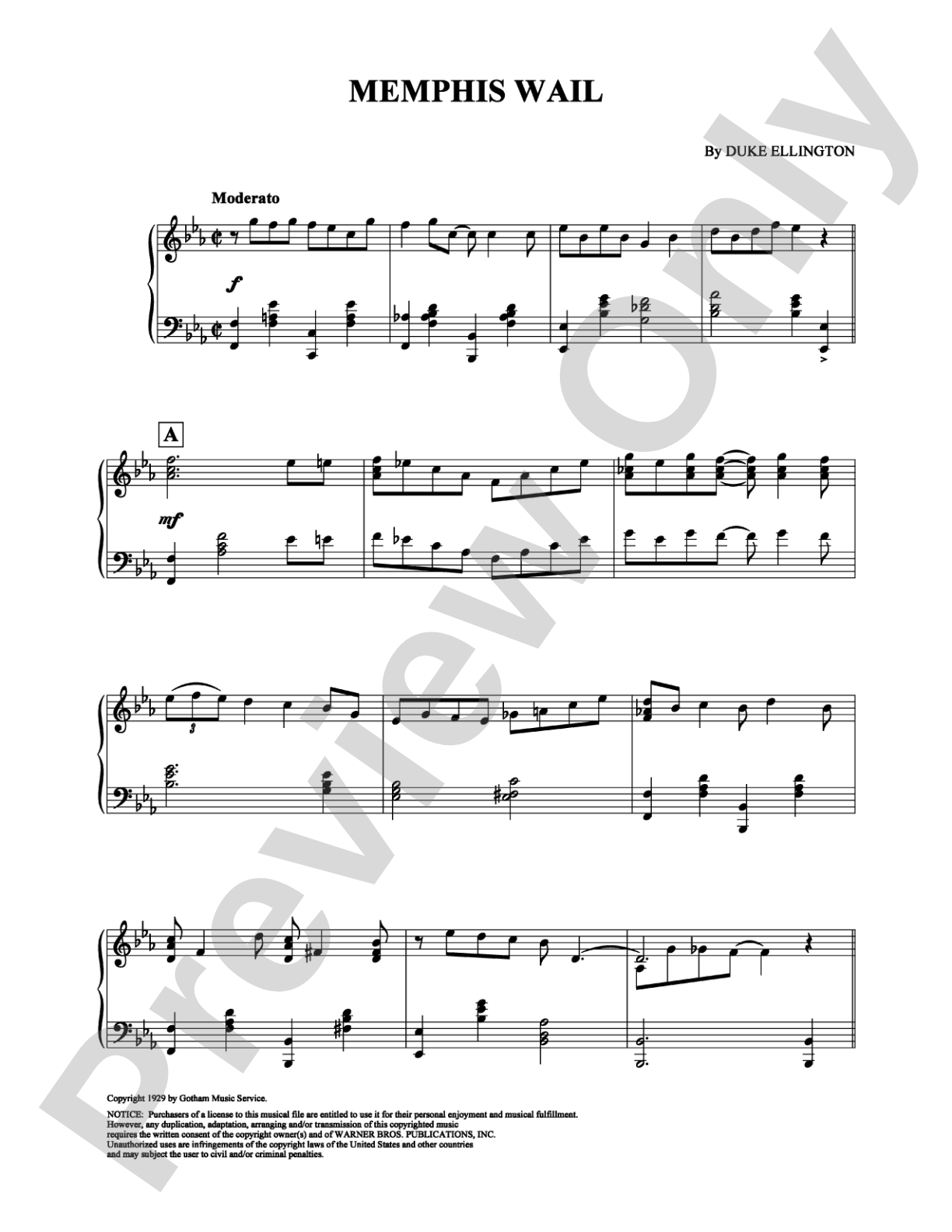 Memphis Wail: Piano Digital Sheet Music