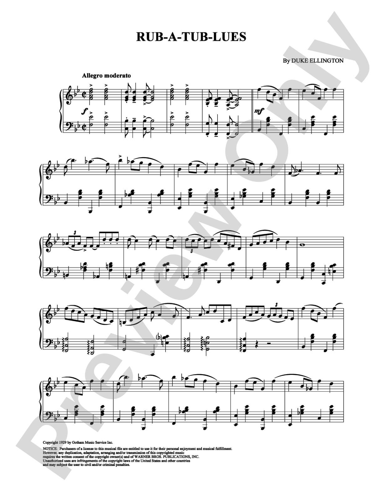 Rub-a-Tub-Lues: Piano Digital Sheet Music