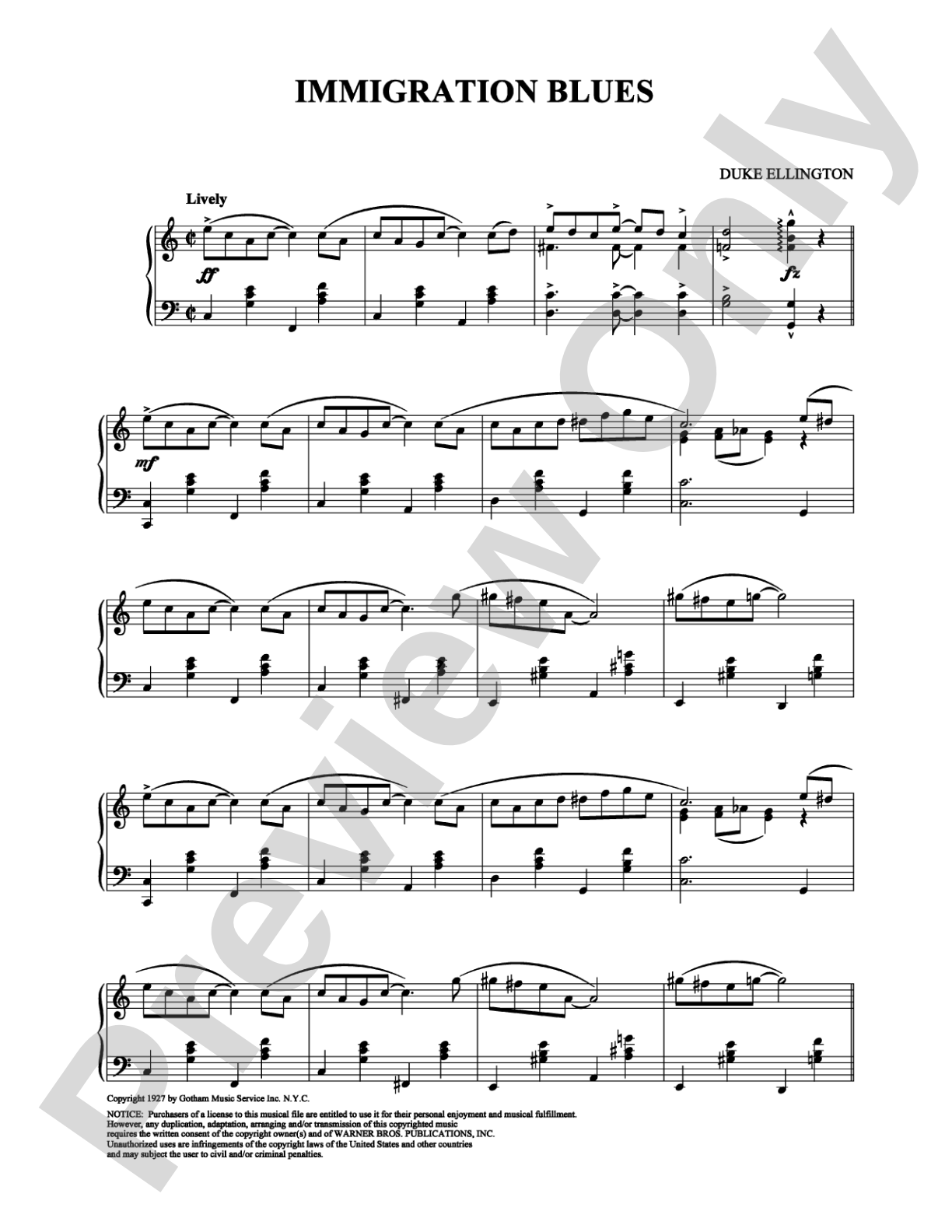 Immigration Blues: Piano Digital Sheet Music