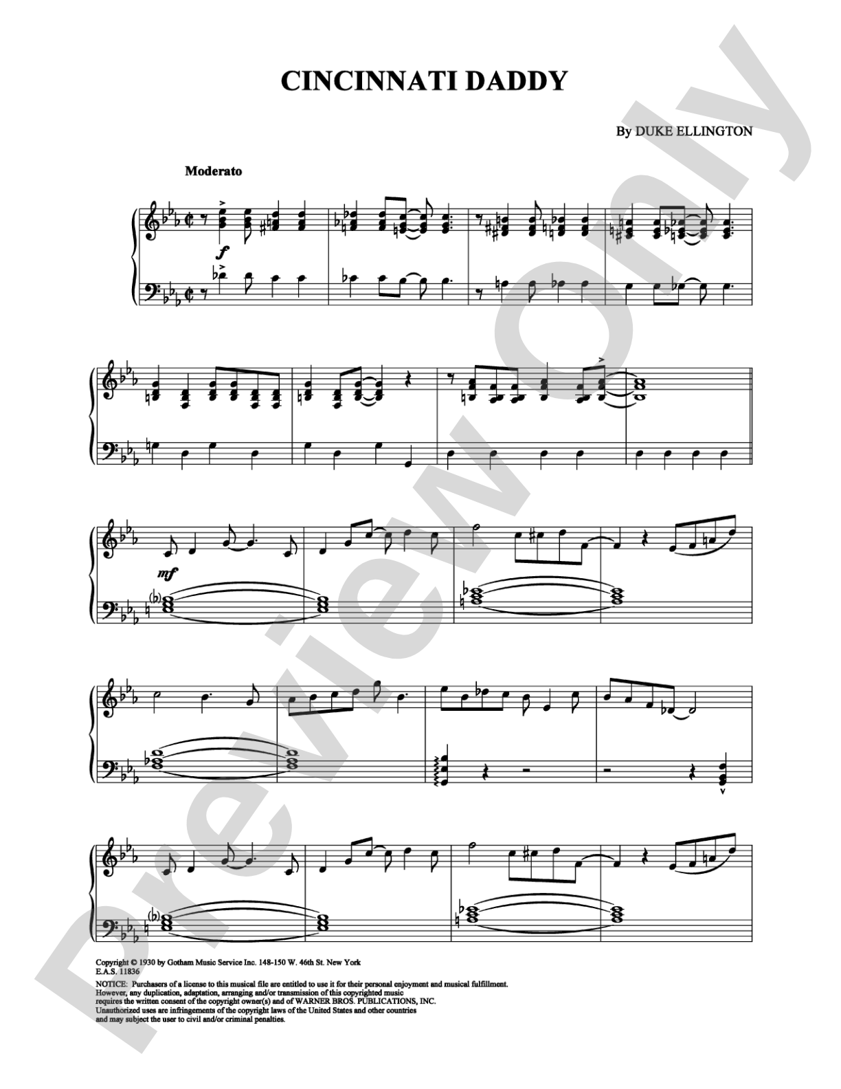 Cincinnati Daddy: Piano Digital Sheet Music