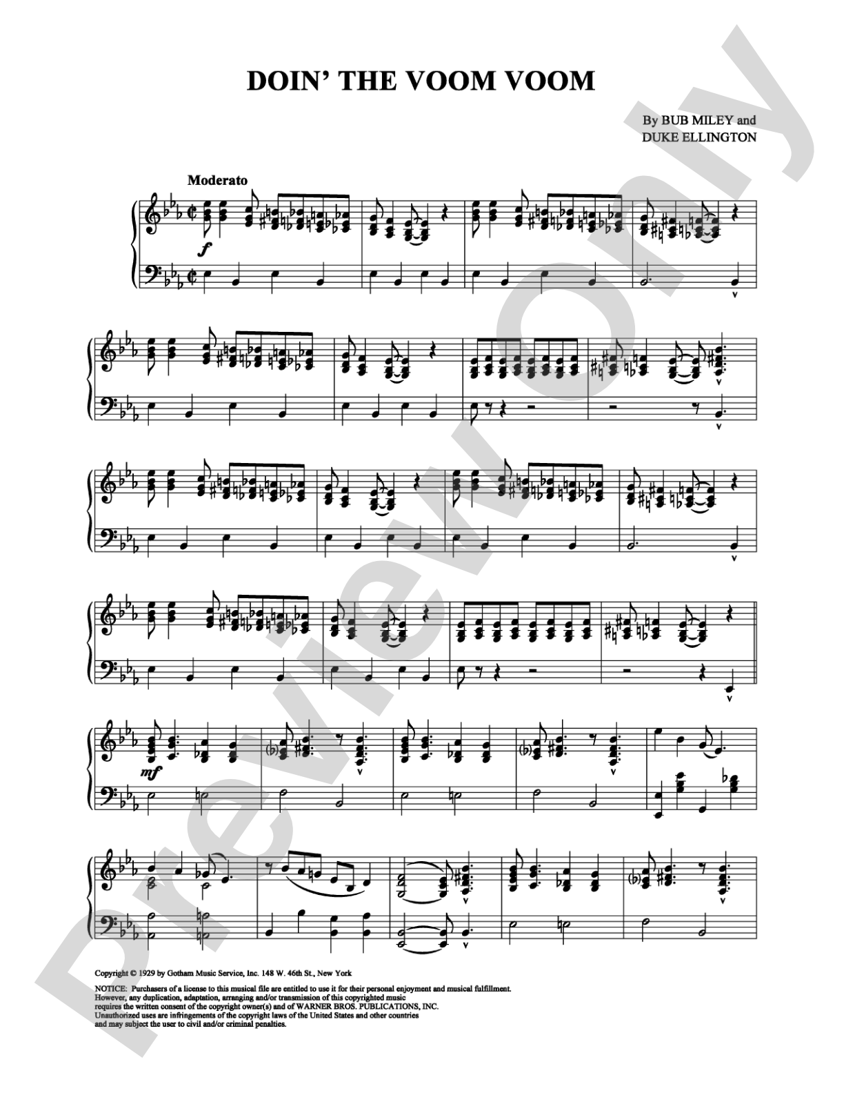 Doin' the Voom Voom: Piano Digital Sheet Music