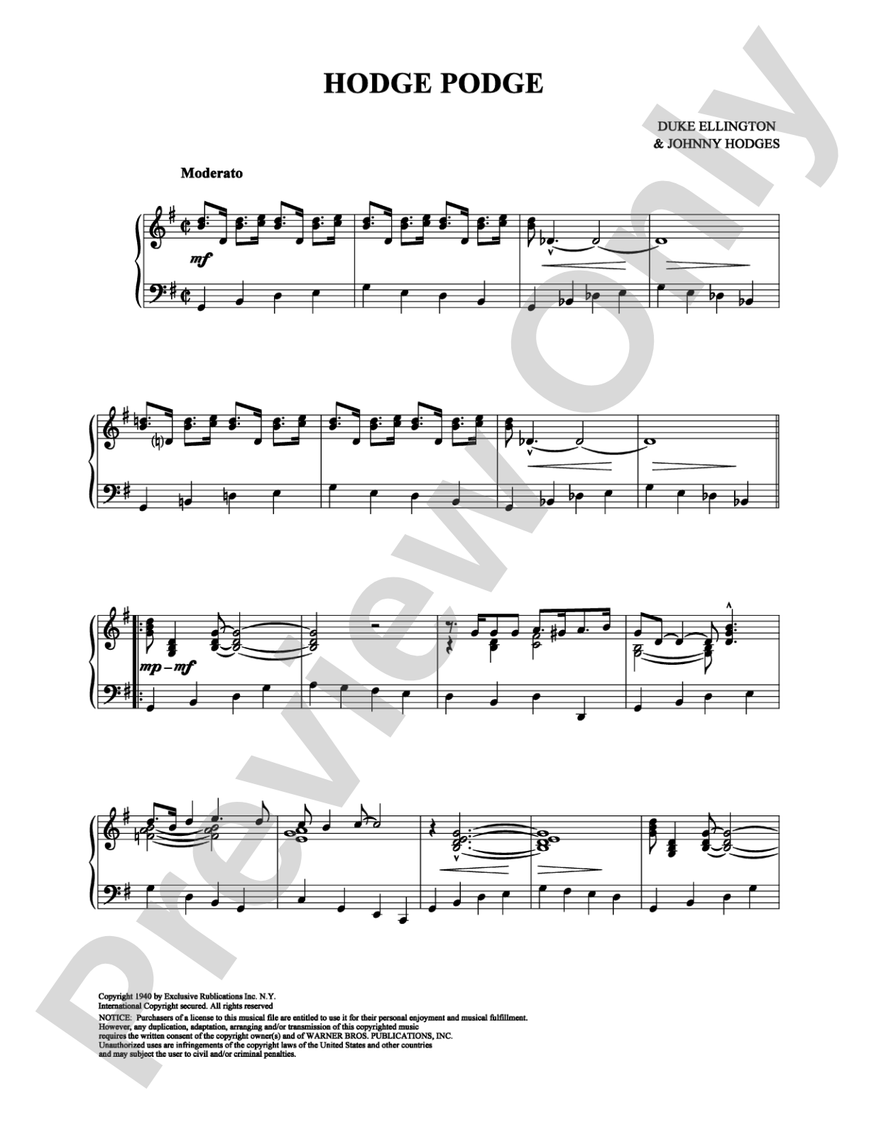 Hodge Podge: Piano Digital Sheet Music