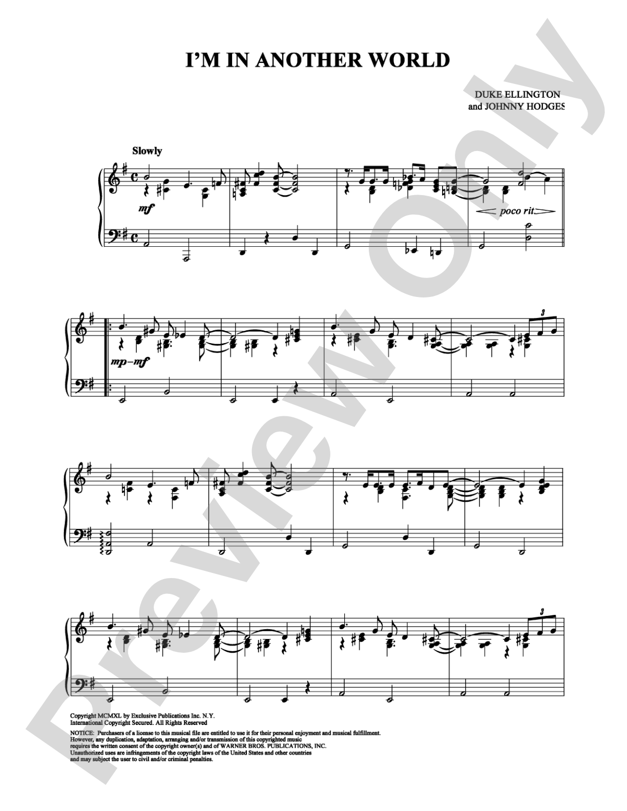 I'm in Another World: Piano Digital Sheet Music