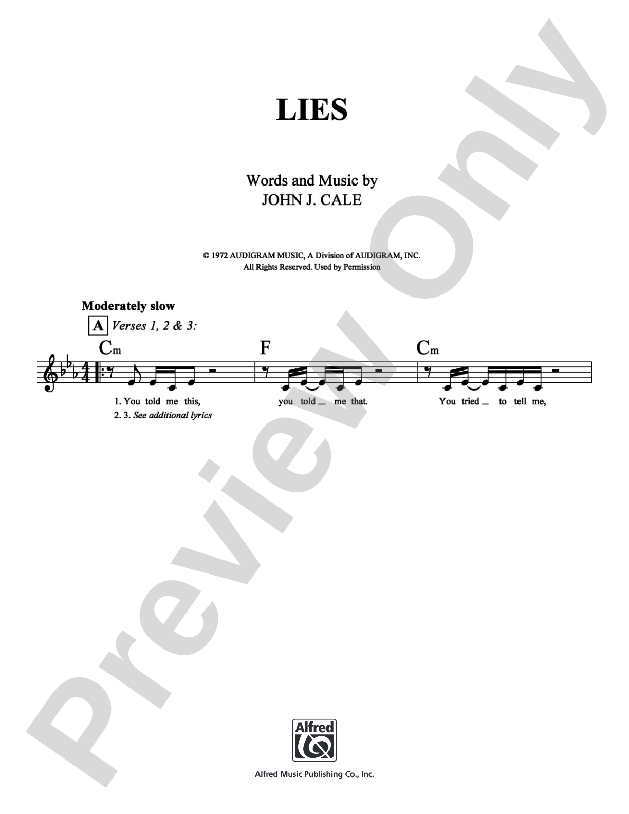 Lies: Lead Sheet Digital Sheet Music