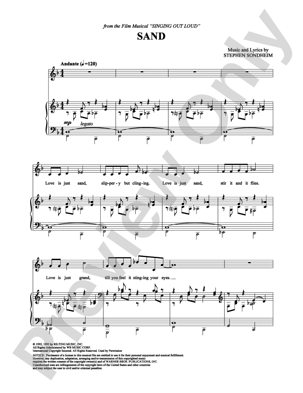 Sand: Piano/Vocal/Chords Digital Sheet Music