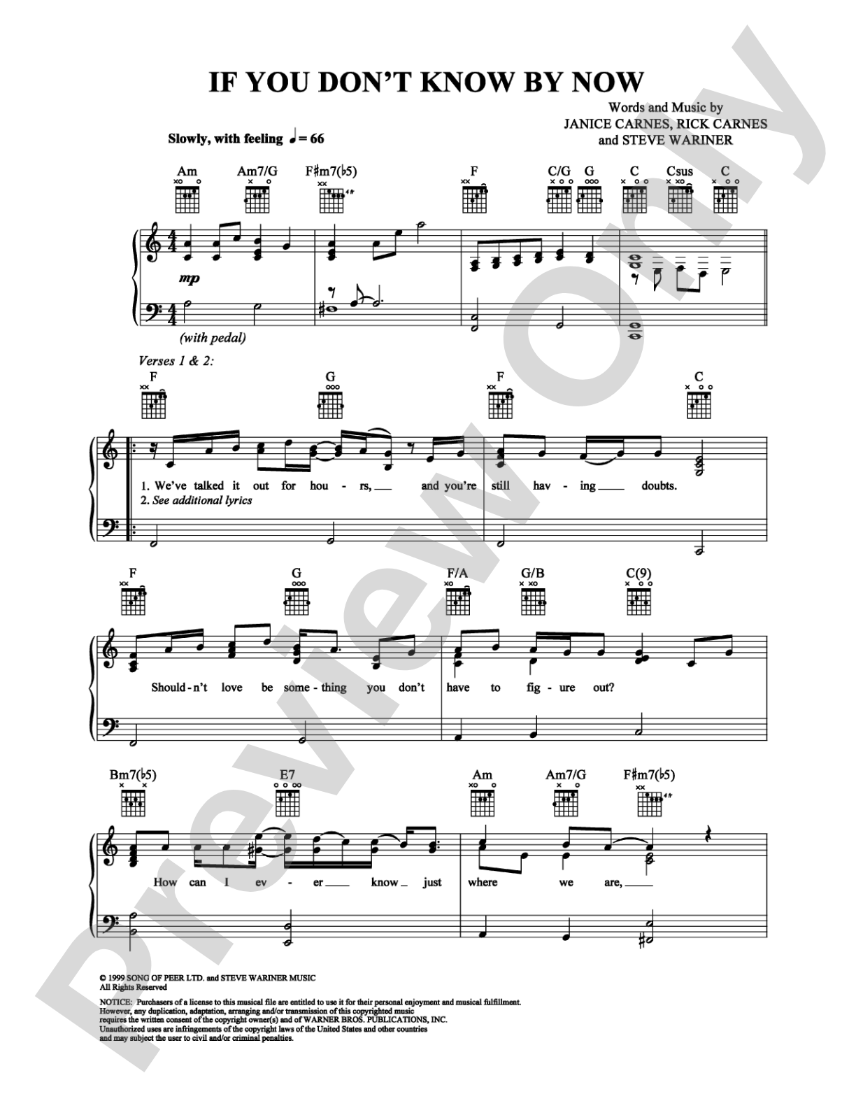 If You Don't Know By Now: Piano/Vocal/Chords Digital Sheet Music