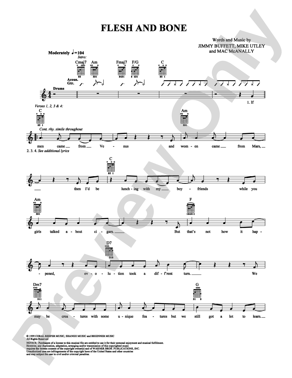 Flesh and Bone: Guitar TAB Digital Sheet Music
