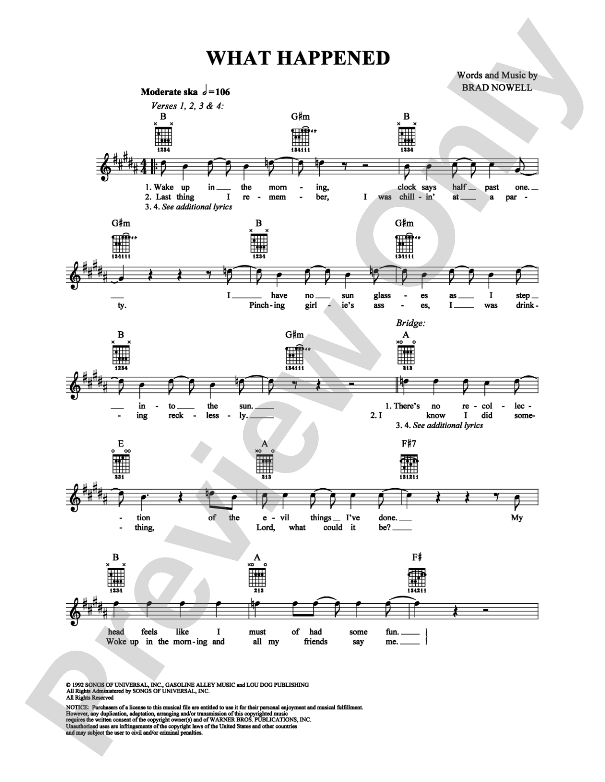 What Happened: Easy Guitar Digital Sheet Music