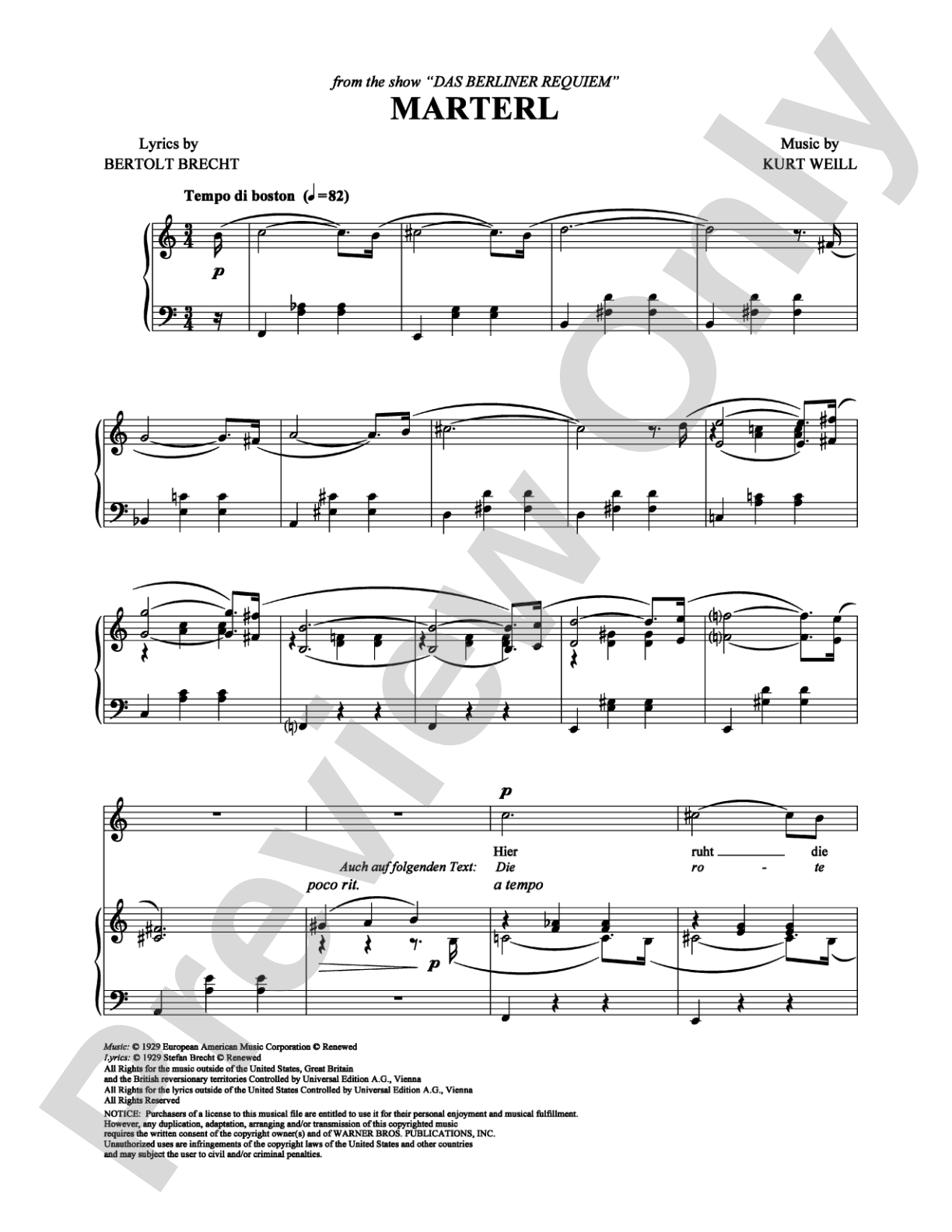 Marterl: Piano/Vocal/Chords Digital Sheet Music