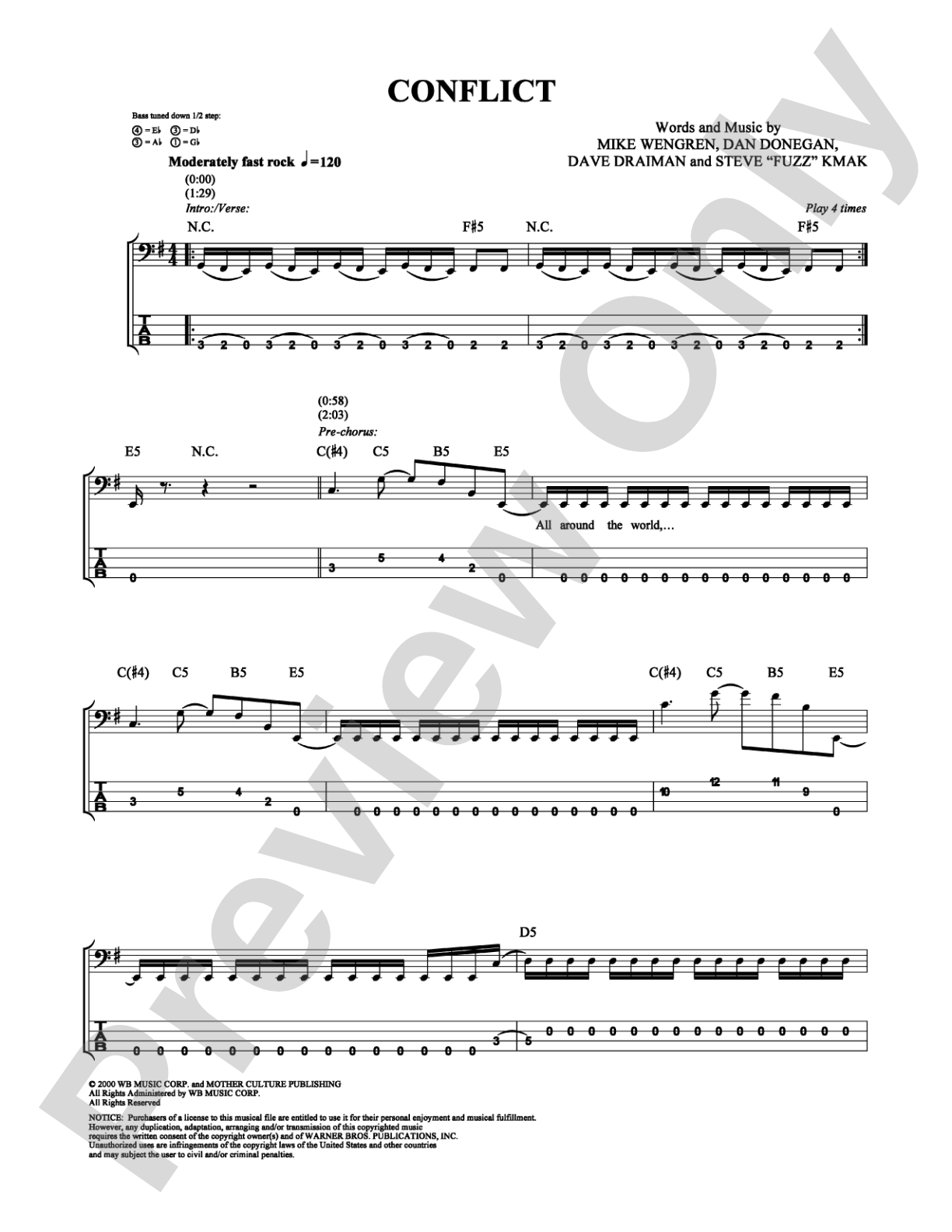 Conflict: Bass TAB Digital Sheet Music