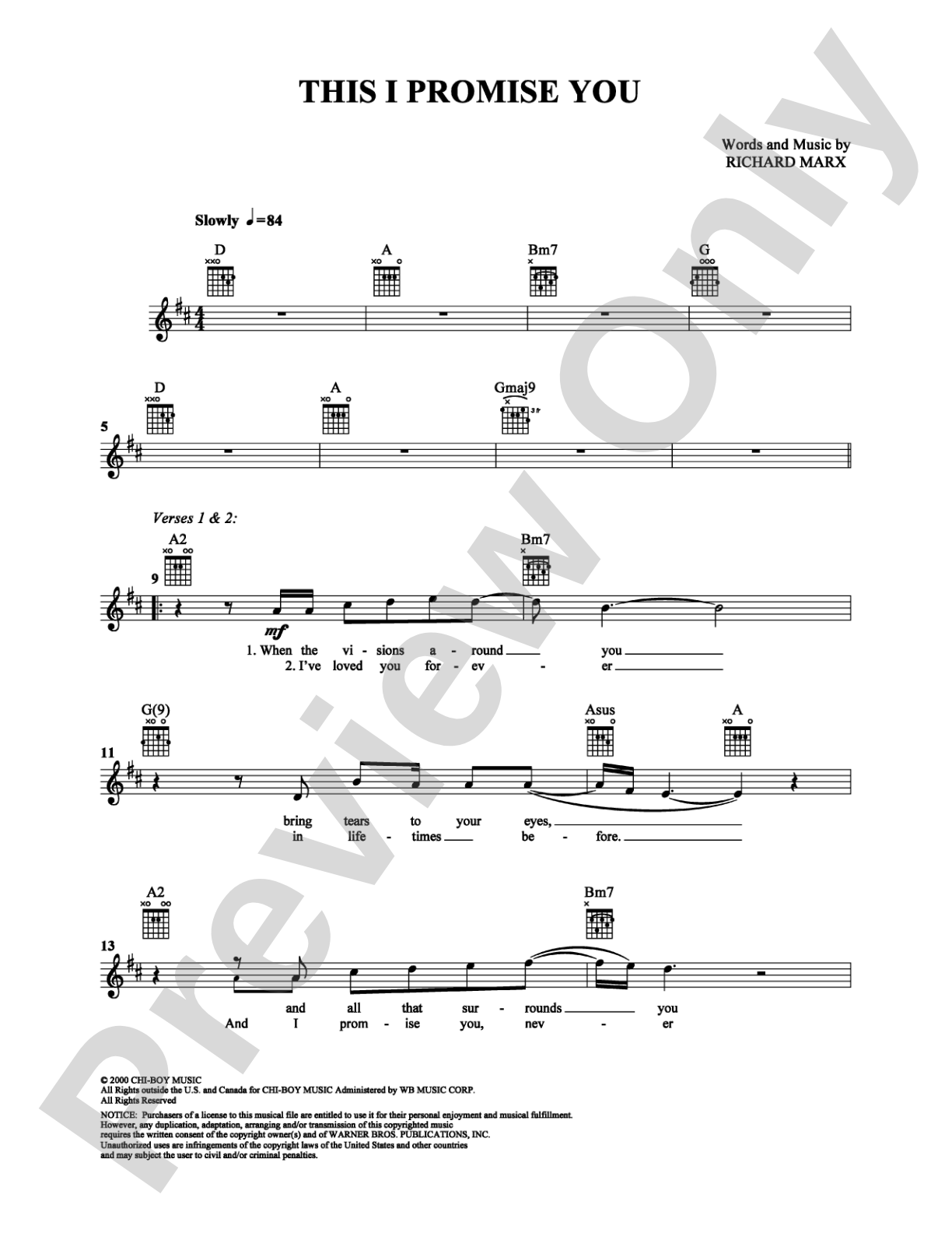 This I Promise You: Easy Guitar Digital Sheet Music