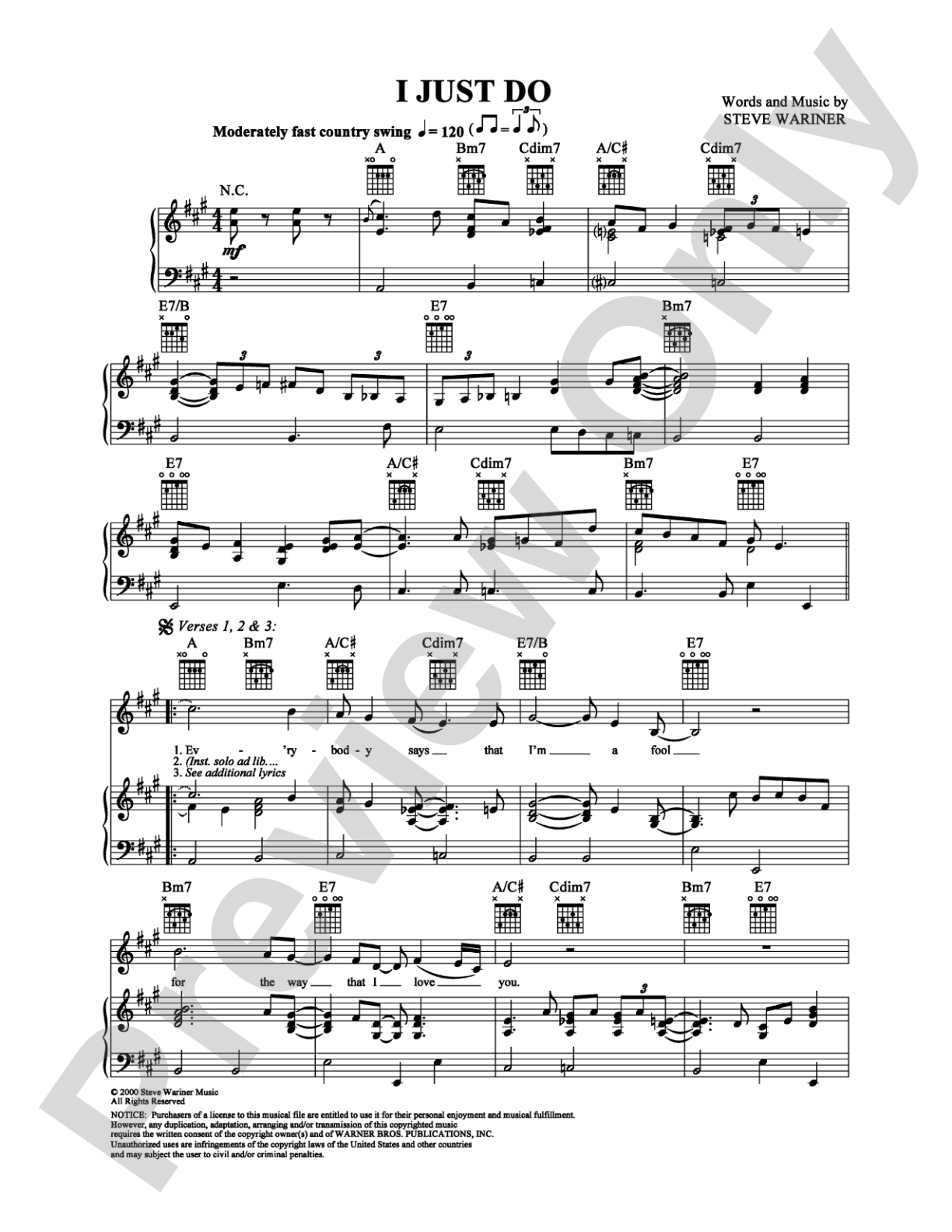 I Just Do: Piano/Vocal/Chords Digital Sheet Music