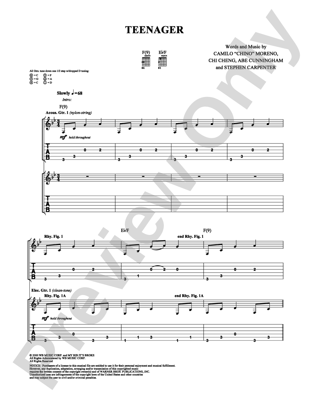 Teenager: Guitar TAB Digital Sheet Music