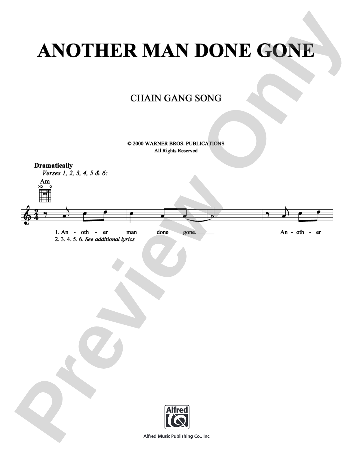 Another Man Done Gone: Lead Sheet Digital Sheet Music