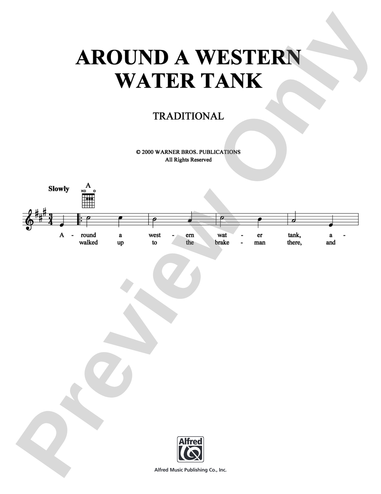 Around a Western Water Tank: Lead Sheet Digital Sheet Music