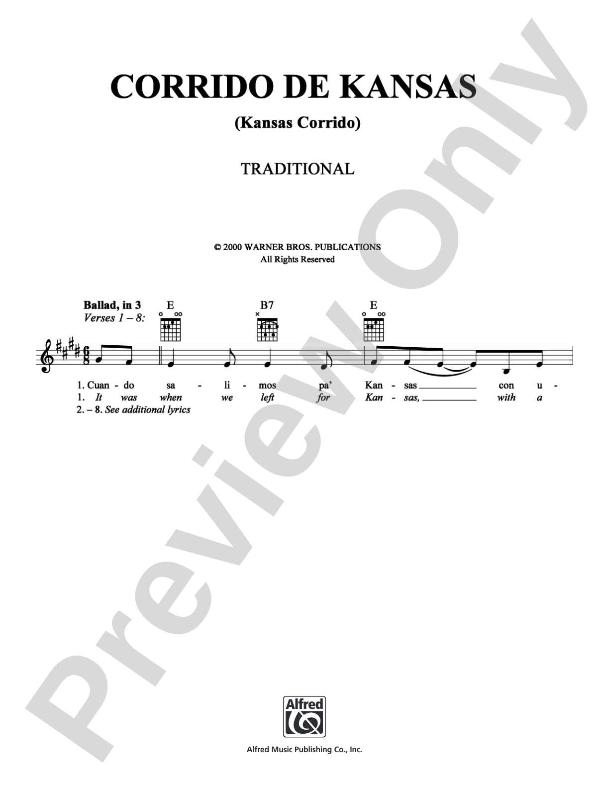 Corrido de Kansas: Lead Sheet Digital Sheet Music