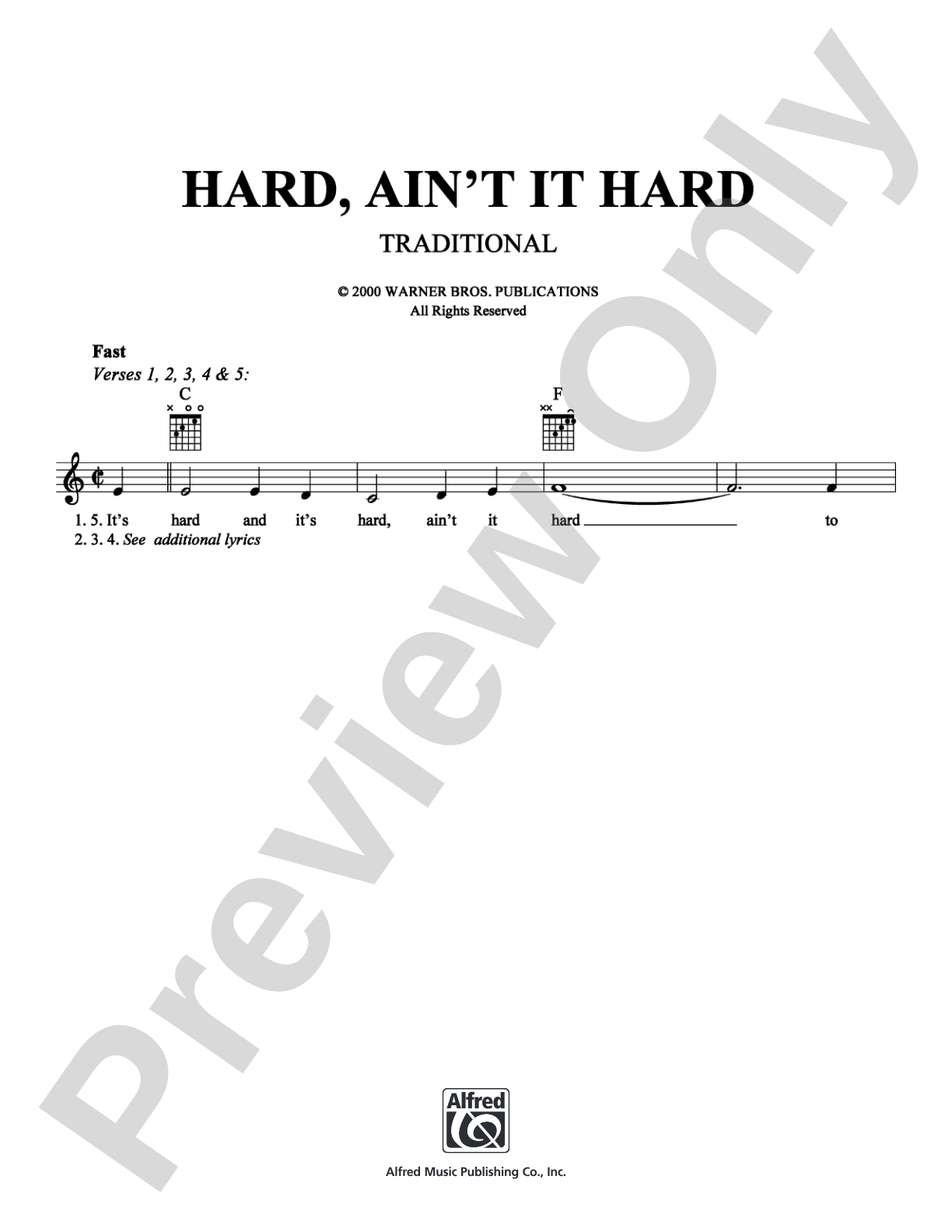 Hard, Ain't It Hard: Lead Sheet Digital Sheet Music