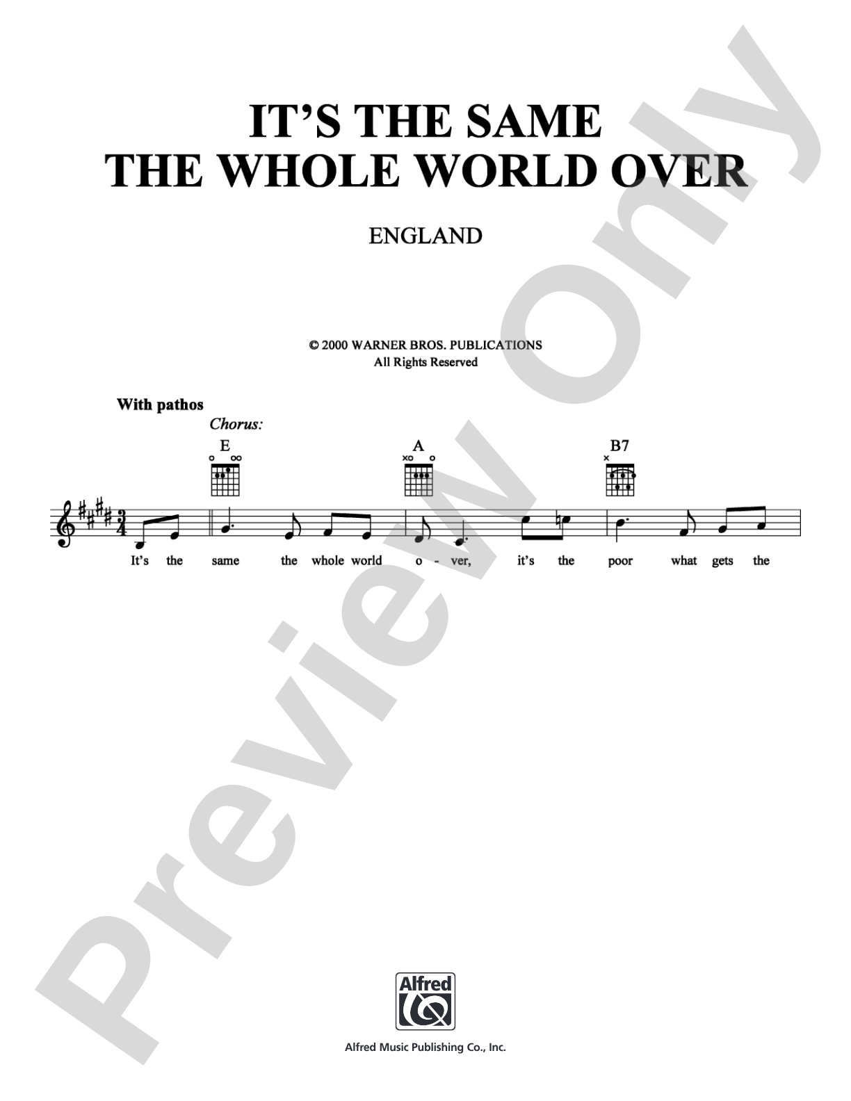It's the Same the Whole World Over: Lead Sheet Digital Sheet Music