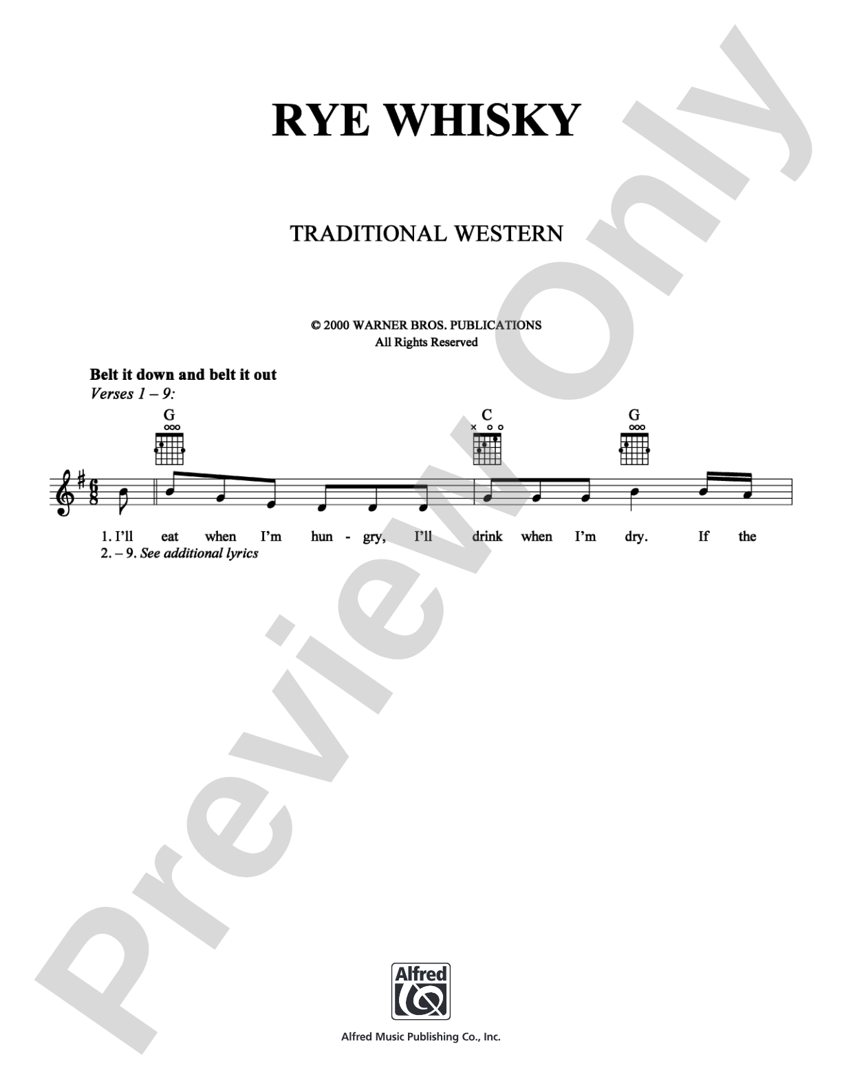 Rye Whisky: Lead Sheet Digital Sheet Music