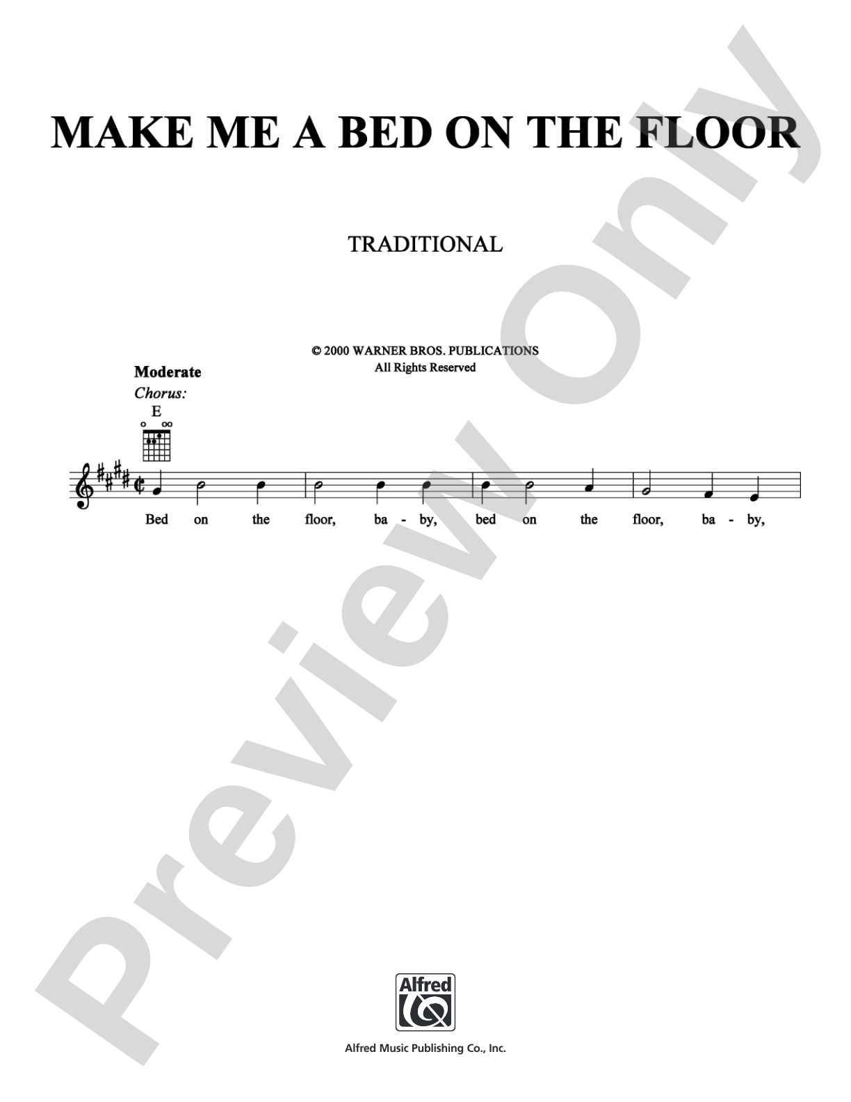 Make Me a Bed on the Floor: Lead Sheet Digital Sheet Music