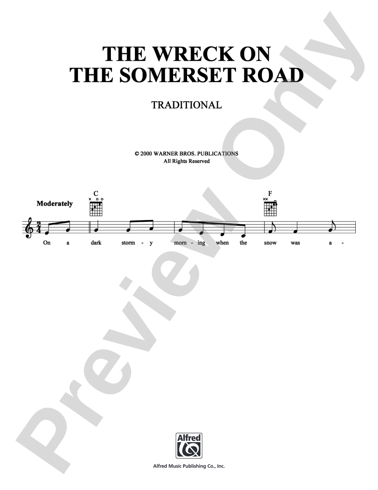 The Wreck on the Somerset Road: Lead Sheet Digital Sheet Music